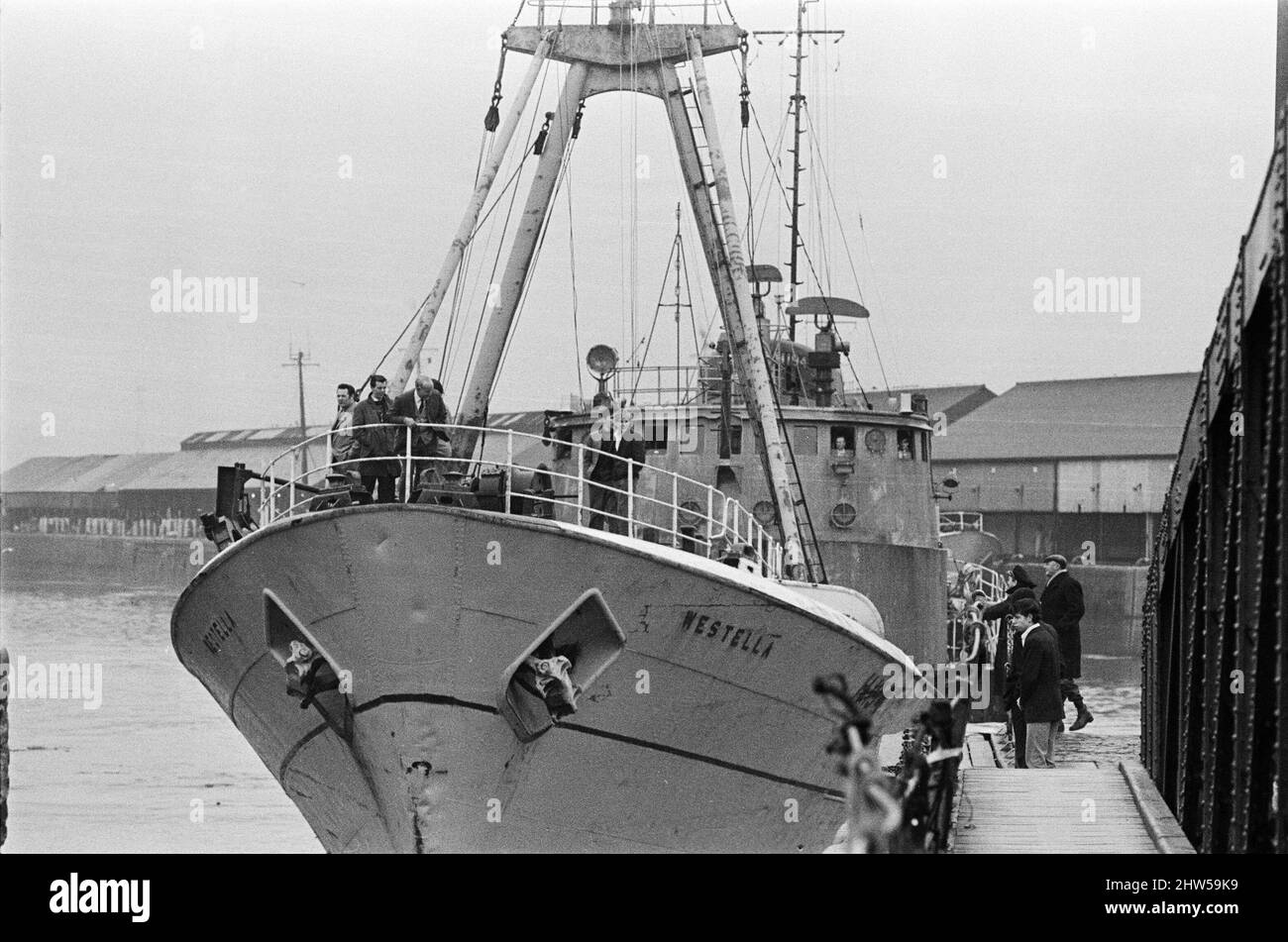 Gesamtansicht des Hull Docks. Drei Trawler sanken im Januar und Februar 1968 aus dem Hafen von Kingston upon Hull, mit nur einem Überlebenden. 9.. Februar 1968. Stockfoto