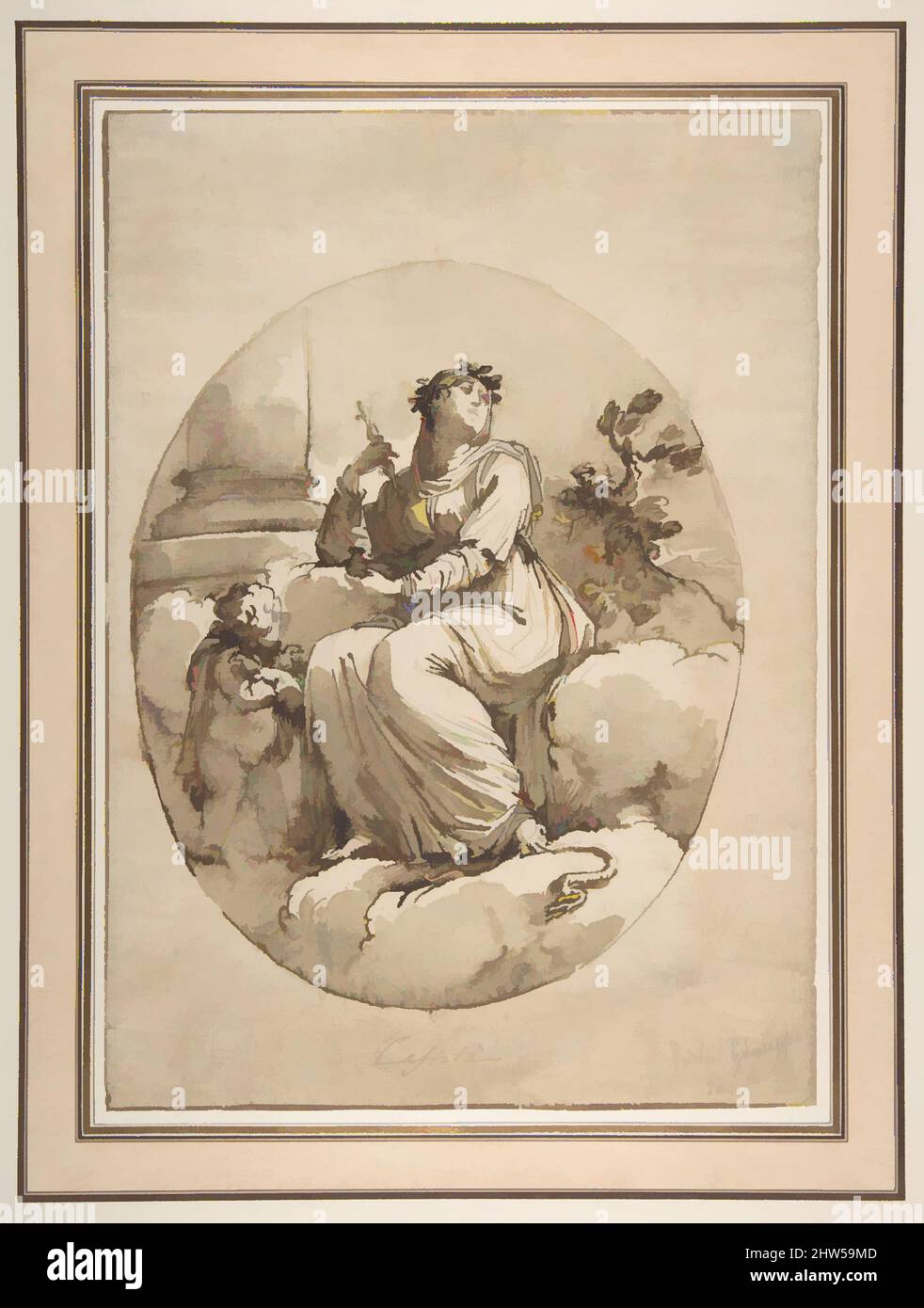 Kunst inspiriert von der allegorischen Figur der Keuschheit, 1792–1816, Stift und braune Tinte, Pinsel und braune Wäsche, über Graphit, 11 3/8 x 8 1/8in. (28,9 x 20,6cm), Zeichnungen, Filippo Pedrini zugeschrieben (Italienisch, Bologna 1763–1856 Bologna, Klassische Werke, die von Artotop mit einem Schuss Moderne modernisiert wurden. Formen, Farbe und Wert, auffällige visuelle Wirkung auf Kunst. Emotionen durch Freiheit von Kunstwerken auf zeitgemäße Weise. Eine zeitlose Botschaft, die eine wild kreative neue Richtung verfolgt. Künstler, die sich dem digitalen Medium zuwenden und die Artotop NFT erschaffen Stockfoto