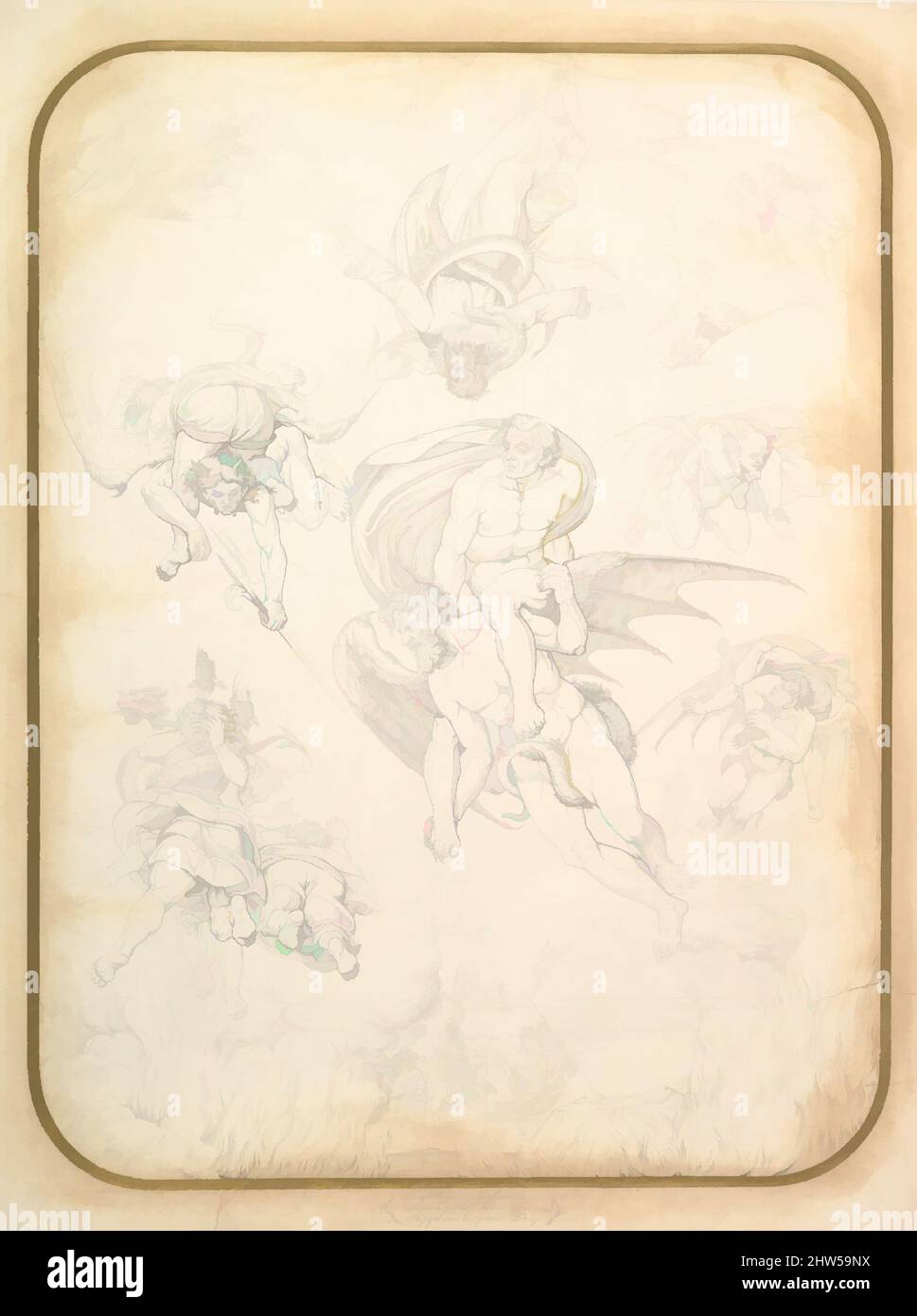 Kunst nach dem Jüngsten Gericht, nach Michelangelo, 1752–1824, Tinte und Graphit, 24-3/4 x 18-5/8 Zoll (62,9 x 47,3 cm), Zeichnungen, Tommaso Piroli (Italienisch, Rom 1752–1824 Rom, Klassische Werke, die von Artotop mit einem Schuss Moderne modernisiert wurden. Formen, Farbe und Wert, auffällige visuelle Wirkung auf Kunst. Emotionen durch Freiheit von Kunstwerken auf zeitgemäße Weise. Eine zeitlose Botschaft, die eine wild kreative neue Richtung verfolgt. Künstler, die sich dem digitalen Medium zuwenden und die Artotop NFT erschaffen Stockfoto