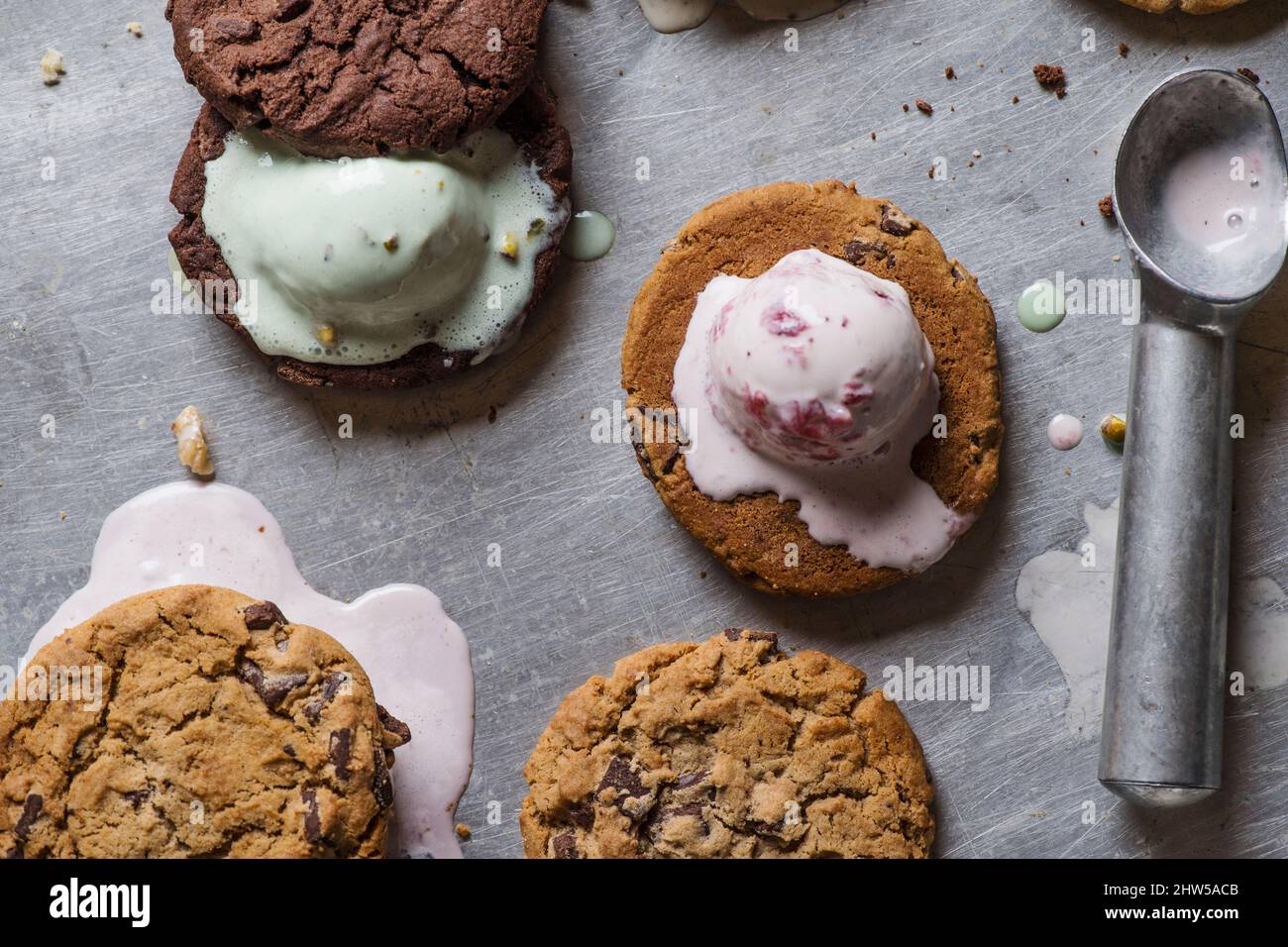 Nahaufnahme von hausgemachten Eis-Sandwiches Stockfoto