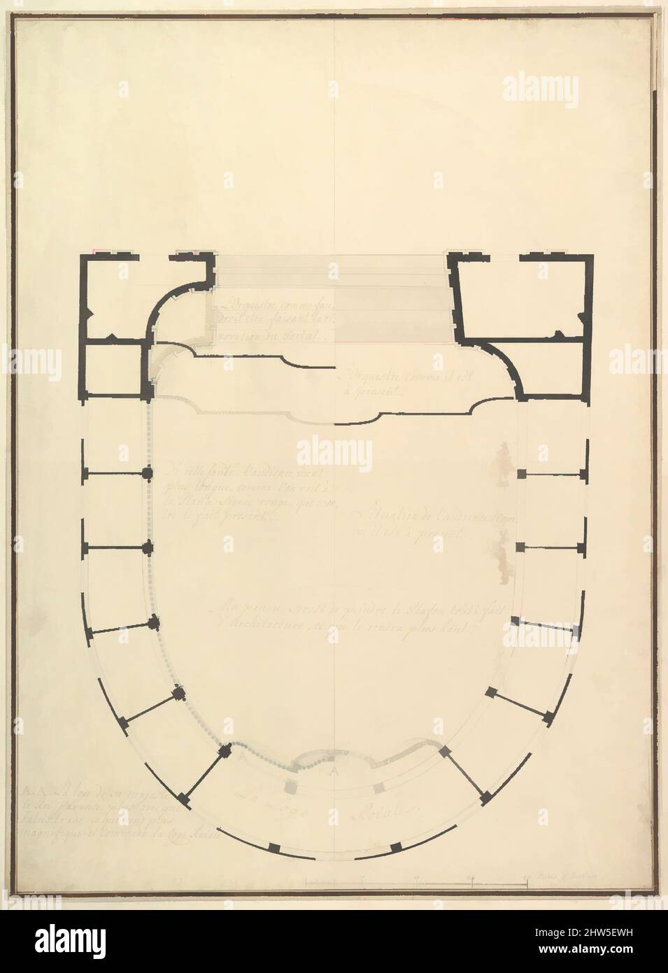 Kunst inspiriert von Ground Plan, ca. 1750, Stift und schwarze Tinte, 23-7/8 x 17-1/2 Zoll (60,6 x 44,5 cm), Zeichnungen, Werkstatt von Giuseppe Galli Bibiena (Italienisch, Parma 1696–1756 Berlin, Klassische Werke, die von Artotop mit einem Schuss Moderne modernisiert wurden. Formen, Farbe und Wert, auffällige visuelle Wirkung auf Kunst. Emotionen durch Freiheit von Kunstwerken auf zeitgemäße Weise. Eine zeitlose Botschaft, die eine wild kreative neue Richtung verfolgt. Künstler, die sich dem digitalen Medium zuwenden und die Artotop NFT erschaffen Stockfoto