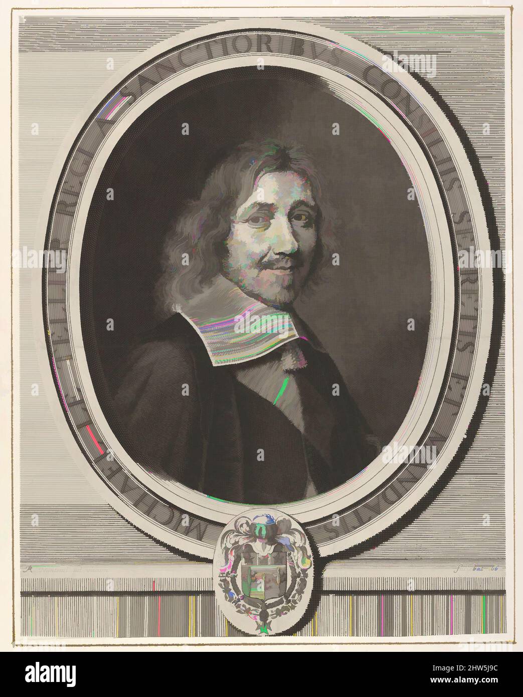 Kunst inspiriert von Le Chancelier Michel IV Le Tellier, 1662, Gravur, Blatt: 12 5/8 x 9 13/16 Zoll (32 x 25 cm), Drucke, Robert Nanteuil (Französisch, Reims 1623–1678 Paris, Klassische Werke, die von Artotop mit einem Schuss Moderne modernisiert wurden. Formen, Farbe und Wert, auffällige visuelle Wirkung auf Kunst. Emotionen durch Freiheit von Kunstwerken auf zeitgemäße Weise. Eine zeitlose Botschaft, die eine wild kreative neue Richtung verfolgt. Künstler, die sich dem digitalen Medium zuwenden und die Artotop NFT erschaffen Stockfoto