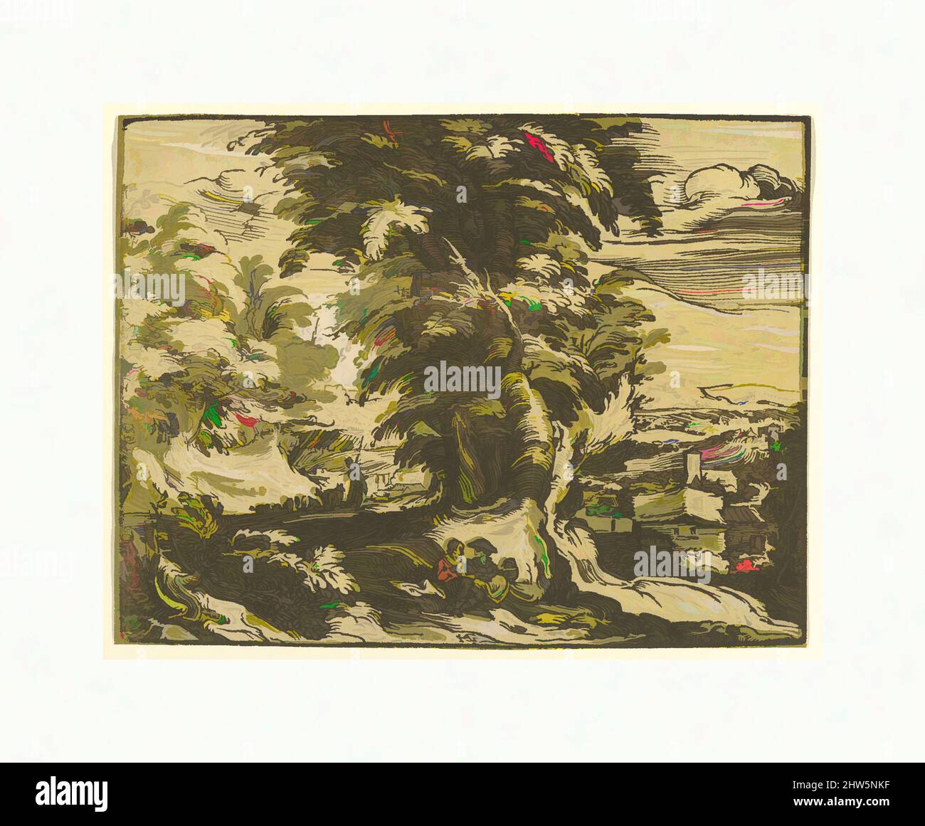 Landschaftskunst mit sitzenden Paaren, nach 1595, Chiaroscuro-Holzschnitt aus drei Blöcken; zweiter Zustand, Drucke, Hendrick Goltzius (Niederlandisch, Mühlbracht 1558–1617 Haarlem, Klassische Werke, die von Artotop mit einem Hauch von Moderne modernisiert wurden. Formen, Farbe und Wert, auffällige visuelle Wirkung auf Kunst. Emotionen durch Freiheit von Kunstwerken auf zeitgemäße Weise. Eine zeitlose Botschaft, die eine wild kreative neue Richtung verfolgt. Künstler, die sich dem digitalen Medium zuwenden und die Artotop NFT erschaffen Stockfoto