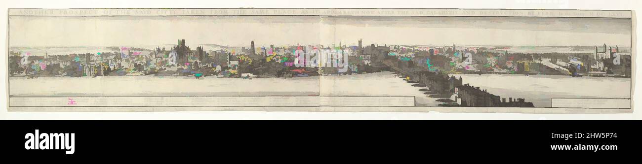 Art inspired by London Before and After the Fire, 1666, Etching; Second State of Five, two plates joined: 4 3/8 × 26 9/16 in. (11,1 × 67,5 cm), Drucke, Wenceslaus Hollar (Böhmisch, Prag 1607–1677 London, Klassisches Werk, das von Artotop mit einem Schuss Moderne modernisiert wurde. Formen, Farbe und Wert, auffällige visuelle Wirkung auf Kunst. Emotionen durch Freiheit von Kunstwerken auf zeitgemäße Weise. Eine zeitlose Botschaft, die eine wild kreative neue Richtung verfolgt. Künstler, die sich dem digitalen Medium zuwenden und die Artotop NFT erschaffen Stockfoto