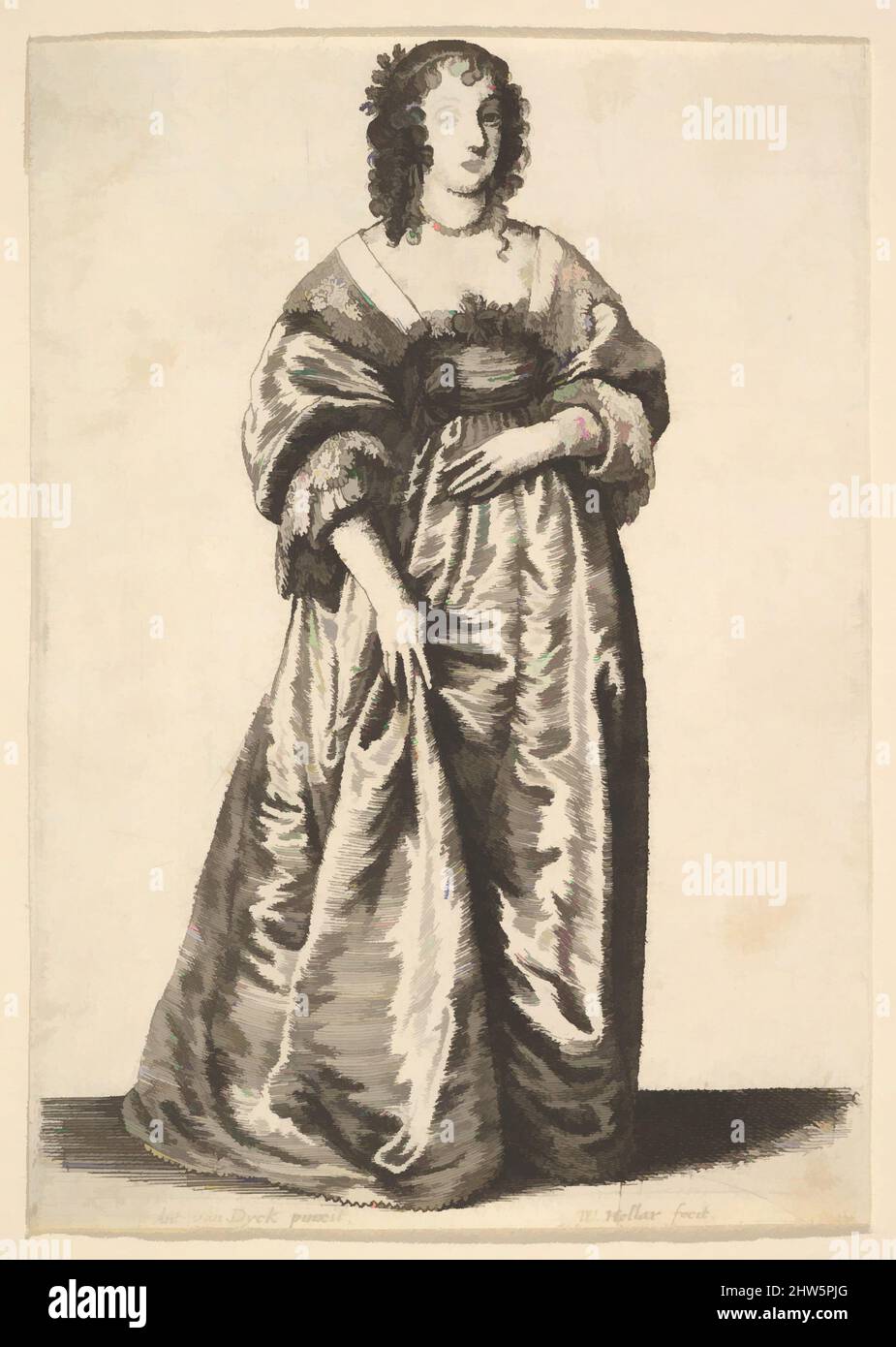 Kunst inspiriert von der Figur einer stehenden Dame, 1625–77, Radierung, Blatt: 4 15/16 × 3 1/2 Zoll (12,5 × 8,9 cm), Drucke, After Anthony van Dyck (Flämisch, Antwerpen 1599–1641 London, Klassische Werke, die von Artotop mit einem Schuss Moderne modernisiert wurden. Formen, Farbe und Wert, auffällige visuelle Wirkung auf Kunst. Emotionen durch Freiheit von Kunstwerken auf zeitgemäße Weise. Eine zeitlose Botschaft, die eine wild kreative neue Richtung verfolgt. Künstler, die sich dem digitalen Medium zuwenden und die Artotop NFT erschaffen Stockfoto