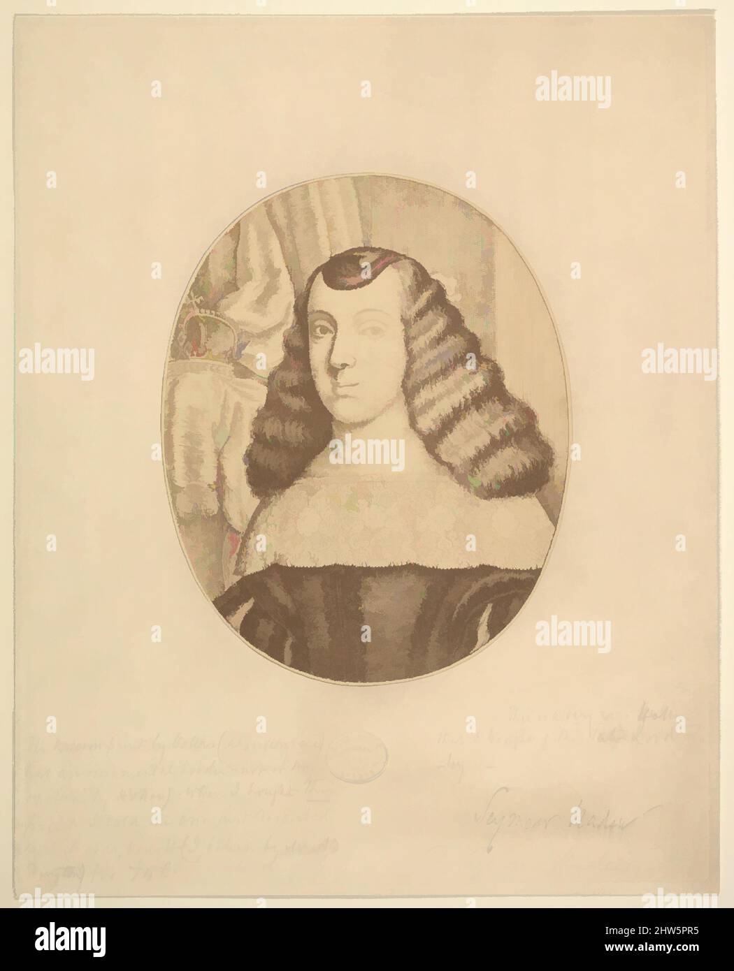 Kunst inspiriert von Catherine, Prinzessin von Portugal, 1661, Radierung, Drucke, Wenceslaus Hollar (Bohemian, Prag 1607–1677 London, Klassisches Werk, das von Artotop mit einem Schuss Moderne modernisiert wurde. Formen, Farbe und Wert, auffällige visuelle Wirkung auf Kunst. Emotionen durch Freiheit von Kunstwerken auf zeitgemäße Weise. Eine zeitlose Botschaft, die eine wild kreative neue Richtung verfolgt. Künstler, die sich dem digitalen Medium zuwenden und die Artotop NFT erschaffen Stockfoto