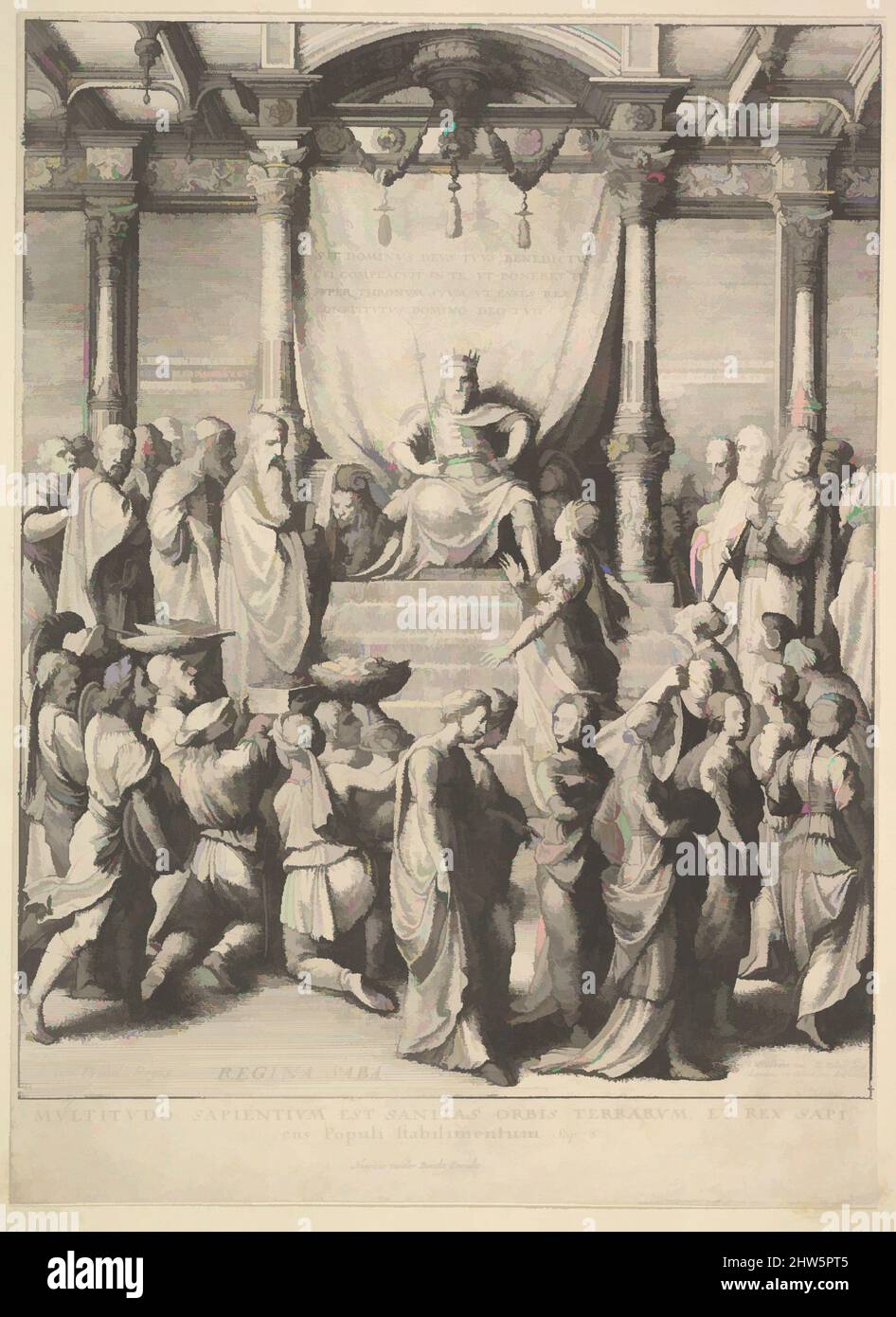 Kunst inspiriert von Solomon und der Königin von Sheba, 1642, Radierung; dritter Zustand von drei, Blatt: 9 13/16 × 7 3/16 Zoll (24,9 × 18,3 cm), Drucke, nach Hans Holbein dem Jüngeren (Deutsch, Augsburg 1497/98–1543 London) sitzt Solomon auf einem hohen Thron mit der Königin und zehn Handmädchen stehen, von Artotop modernisierte Klassiker mit einem Schuss Moderne. Formen, Farbe und Wert, auffällige visuelle Wirkung auf Kunst. Emotionen durch Freiheit von Kunstwerken auf zeitgemäße Weise. Eine zeitlose Botschaft, die eine wild kreative neue Richtung verfolgt. Künstler, die sich dem digitalen Medium zuwenden und die Artotop NFT erschaffen Stockfoto Kunst inspiriert von Solomon und der Königin von Sheba, 1642, Radierung; dritter Zustand von drei, Blatt: 9 13/16 × 7 3/16 Zoll (24,9 × 18,3 cm), Drucke, nach Hans Holbein dem Jüngeren (Deutsch, Augsburg 1497/98–1543 London) sitzt Solomon auf einem hohen Thron mit der Königin und zehn Handmädchen stehen, von Artotop modernisierte Klassiker mit einem Schuss Moderne. Formen, Farbe und Wert, auffällige visuelle Wirkung auf Kunst. Emotionen durch Freiheit von Kunstwerken auf zeitgemäße Weise. Eine zeitlose Botschaft, die eine wild kreative neue Richtung verfolgt. Künstler, die sich dem digitalen Medium zuwenden und die Artotop NFT erschaffen Stockfoto