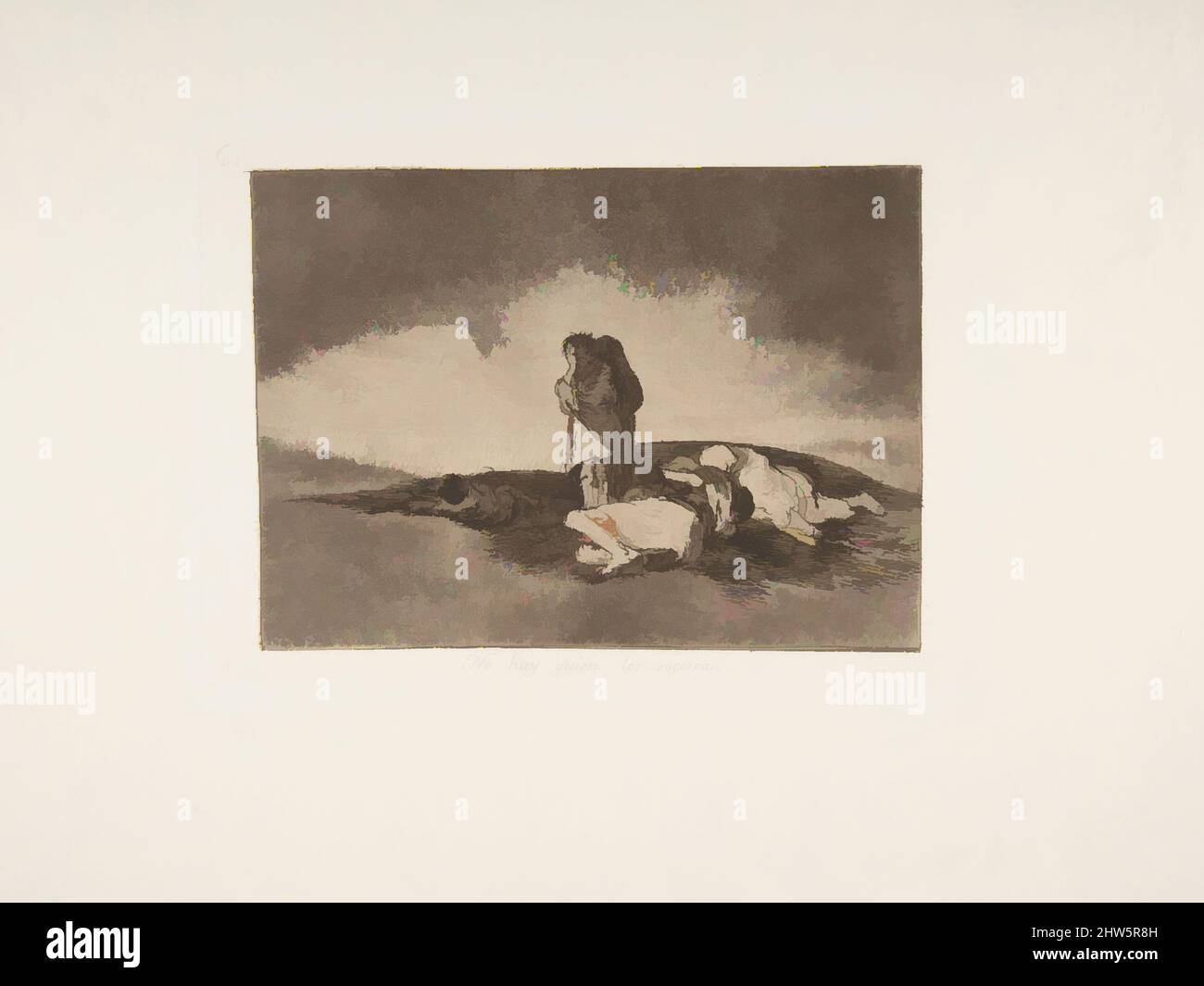 Kunst inspiriert von Plate 60 aus 'The Disasters of war' (Los Desastres de la Guerra): 'There is no one to help them' (No Hay quien los soccara.), 1811–12 (erschienen 1863), Etching, Burnished Aquatint, Burin and Burnisher, Platte: 5 7/8 × 8 1/16 Zoll (14,9 × 20,5 cm), Drucke, Goya (Francisco, Klassisches Werk, modernisiert von Artotop mit einem Schuss Moderne. Formen, Farbe und Wert, auffällige visuelle Wirkung auf Kunst. Emotionen durch Freiheit von Kunstwerken auf zeitgemäße Weise. Eine zeitlose Botschaft, die eine wild kreative neue Richtung verfolgt. Künstler, die sich dem digitalen Medium zuwenden und die Artotop NFT erschaffen Stockfoto