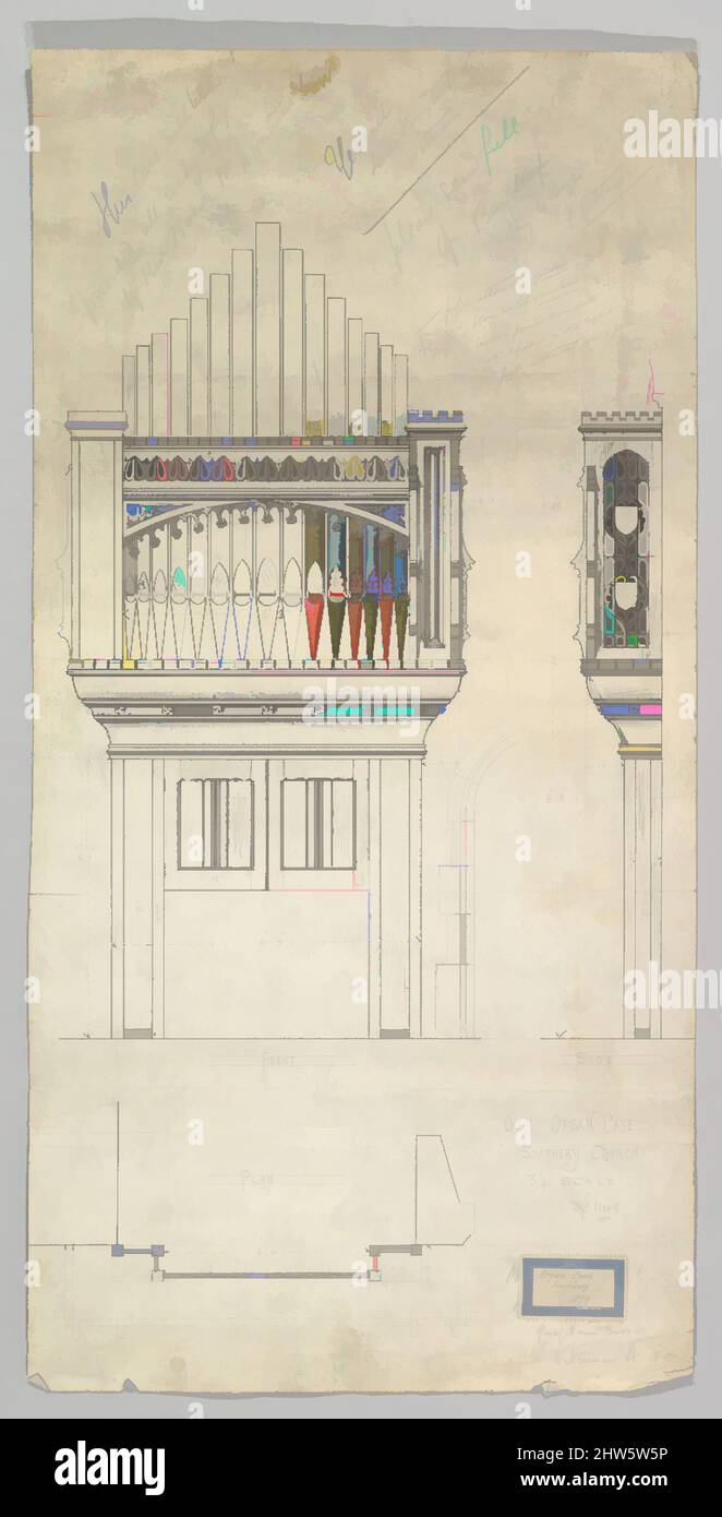 Kunst inspiriert von Oak Organ Case Southery Church, Ende des 19..–Anfang des 20.. Jahrhunderts, Stift und Tinte über Graphit mit Aquarell, Ernest Geldart (British, London 1848–1929, Klassische Werke, die von Artotop mit einem Schuss Moderne modernisiert wurden. Formen, Farbe und Wert, auffällige visuelle Wirkung auf Kunst. Emotionen durch Freiheit von Kunstwerken auf zeitgemäße Weise. Eine zeitlose Botschaft, die eine wild kreative neue Richtung verfolgt. Künstler, die sich dem digitalen Medium zuwenden und die Artotop NFT erschaffen Stockfoto