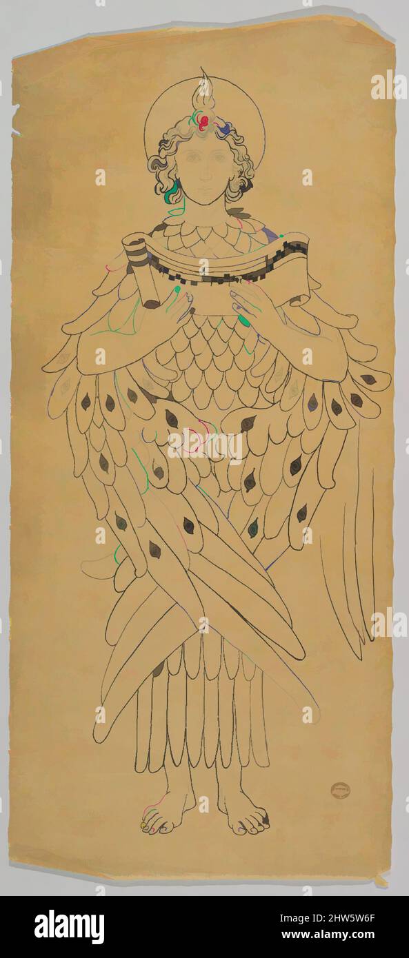 Kunst inspiriert von der Verfolgung eines Erzengels oder Seraphim, Ende 19.–Anfang 20. Jahrhundert, Stift und Tinte, Blatt: 23 x 10 Zoll (58,4 x 25,4 cm), Zeichnungen, Ernest Geldart (British, London 1848–1929, Klassische Werke, die von Artotop mit einem Schuss Moderne modernisiert wurden. Formen, Farbe und Wert, auffällige visuelle Wirkung auf Kunst. Emotionen durch Freiheit von Kunstwerken auf zeitgemäße Weise. Eine zeitlose Botschaft, die eine wild kreative neue Richtung verfolgt. Künstler, die sich dem digitalen Medium zuwenden und die Artotop NFT erschaffen Stockfoto