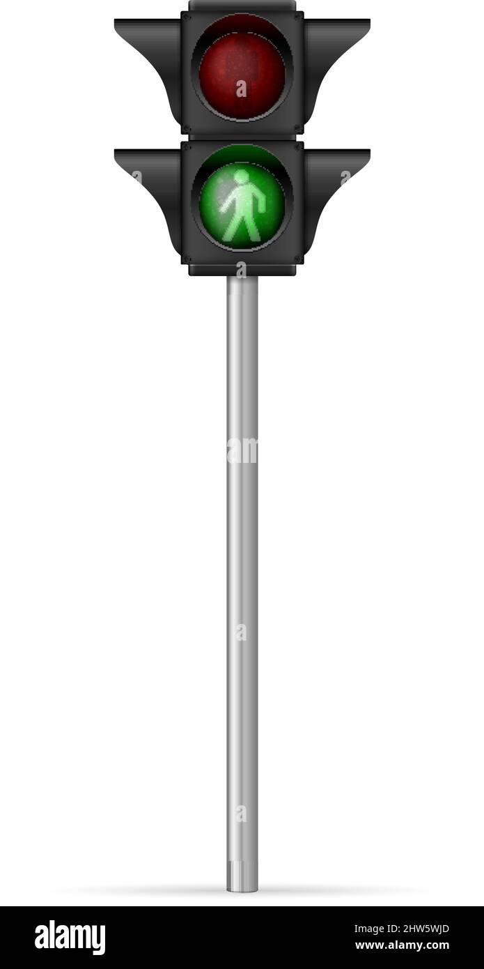 Ampel Fußgänger grün Seufzer auf weißem Hintergrund. Vektorgrafik. Stock Vektor