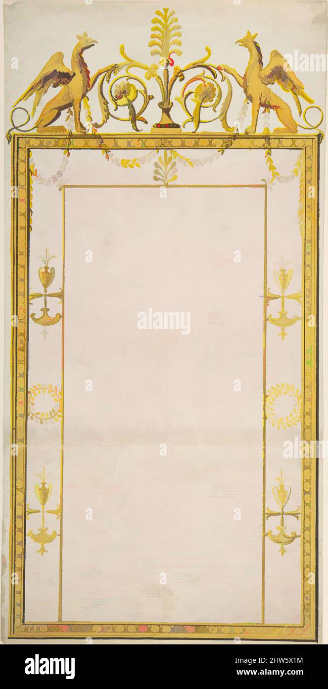 Art Inspired by Design for a Mirror, Mid-18.–early 19. Century, James Wyatt (British, Weeford, Stafforshire 1746–1813 near Marlborough, Wiltshire, Classic Works Modernity Modernised by Artotop with a Splash of Modernity. Formen, Farbe und Wert, auffällige visuelle Wirkung auf Kunst. Emotionen durch Freiheit von Kunstwerken auf zeitgemäße Weise. Eine zeitlose Botschaft, die eine wild kreative neue Richtung verfolgt. Künstler, die sich dem digitalen Medium zuwenden und die Artotop NFT erschaffen Stockfoto