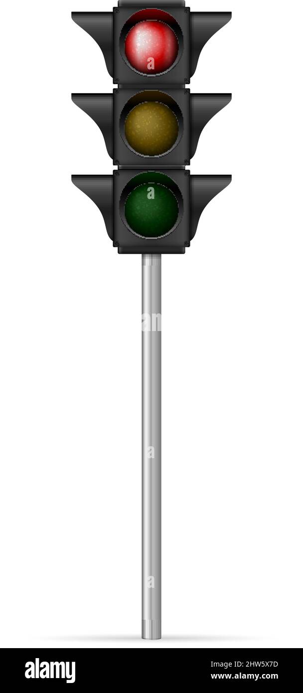 Ampel rot auf weißem Hintergrund. Vektorgrafik. Stock Vektor