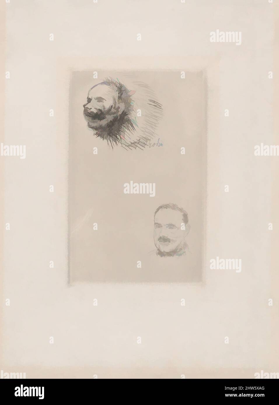 Kunst inspiriert durch Beitragsübernahme des Special American Hospital in Paris für Wunden des Gesichts und der Kiefer, 1916, Drypoint, erster Zustand von 2, Platte: 6 3/4 x 4 3/16 Zoll (17,2 x 10,7 cm), Drucke, Auguste Rodin (Französisch, Paris 1840–1917 Meudon, Klassische Werke, die von Artotop mit einem Schuss Moderne modernisiert wurden. Formen, Farbe und Wert, auffällige visuelle Wirkung auf Kunst. Emotionen durch Freiheit von Kunstwerken auf zeitgemäße Weise. Eine zeitlose Botschaft, die eine wild kreative neue Richtung verfolgt. Künstler, die sich dem digitalen Medium zuwenden und die Artotop NFT erschaffen Stockfoto