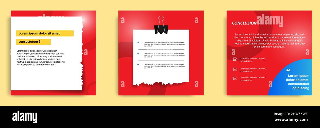 Social Media Tutorial, Tipps, Trick, Wussten Sie, Post Banner Layout Vorlage mit Haftpapier Notiz Clips Design-Element. Stock Vektor