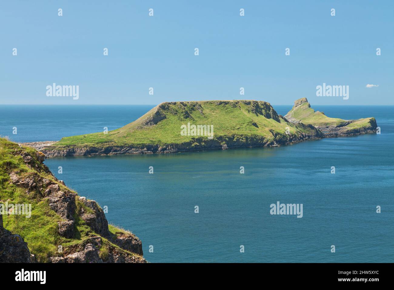 Worm's Head, Rhossili Bay, Gower Peninsula, Swansea, South Wales, VEREINIGTES KÖNIGREICH Stockfoto