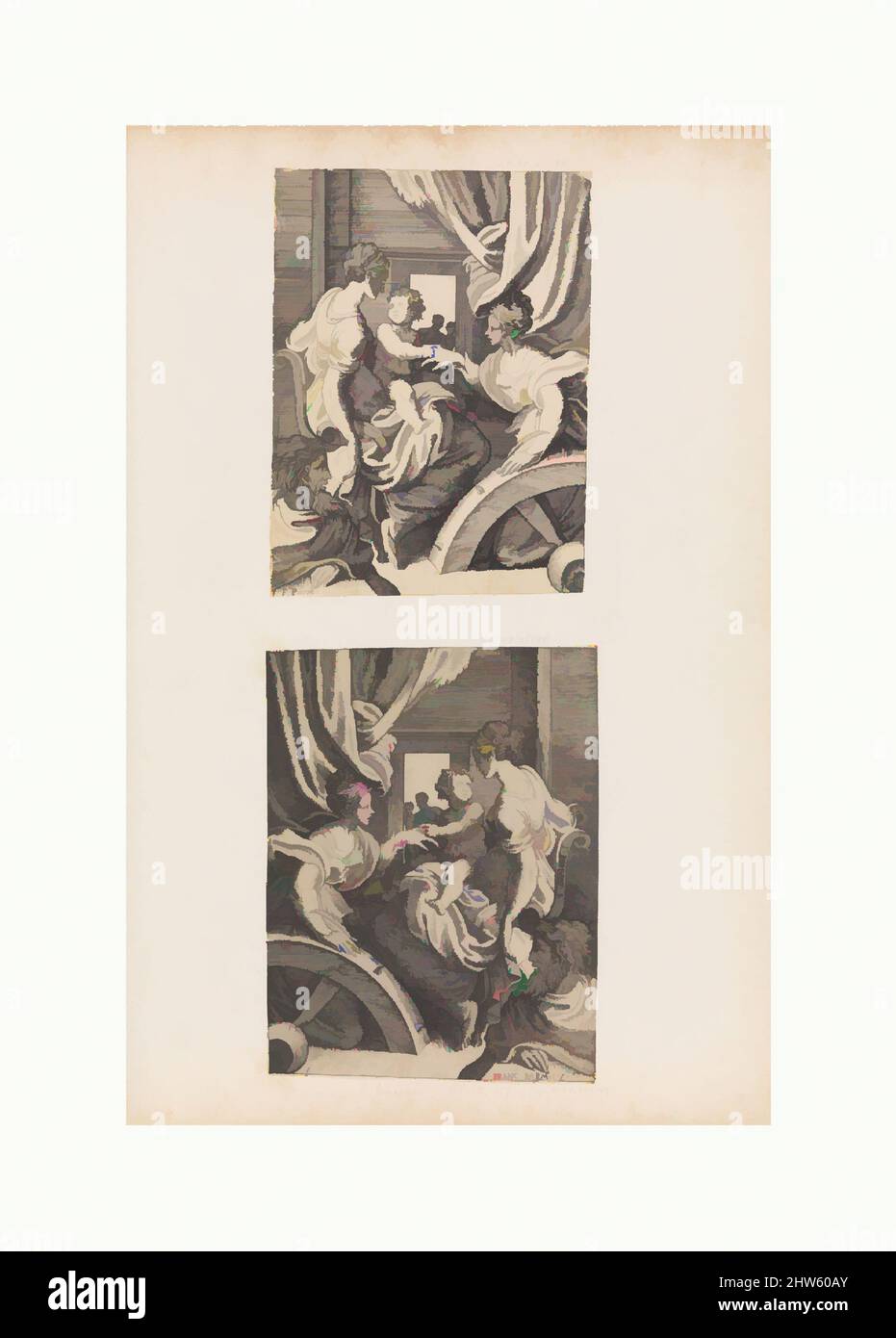 Kunst inspiriert von der mystischen Ehe der heiligen Katharina, Gravur, Drucke, Giulio Bonasone (Italienisch, aktiv Rom und Bologna, 1531–nach 1576), After Parmigianino (Girolamo Francesco Maria Mazzola) (Italienisch, Parma 1503–1540 Casalmaggiore), in Mariette Album, Folio 72, Unten, Klassische Werke, die von Artotop mit einem Hauch von Moderne modernisiert wurden. Formen, Farbe und Wert, auffällige visuelle Wirkung auf Kunst. Emotionen durch Freiheit von Kunstwerken auf zeitgemäße Weise. Eine zeitlose Botschaft, die eine wild kreative neue Richtung verfolgt. Künstler, die sich dem digitalen Medium zuwenden und die Artotop NFT erschaffen Stockfoto