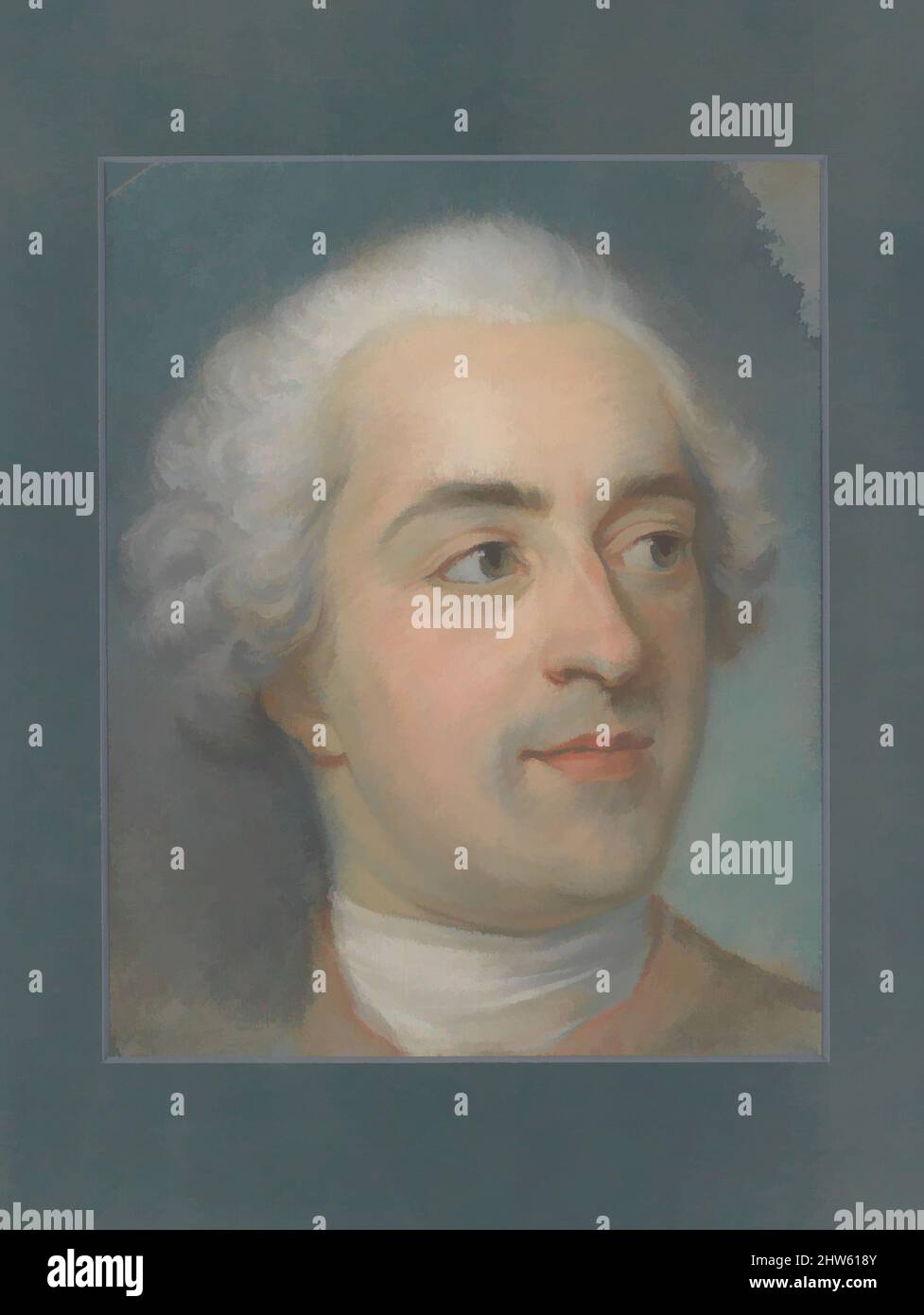 Von Préparation inspirierte Kunst für ein Porträt Ludwigs XV. (1710-1774), CA5, Pastell auf blauem Papier, gewölbte Oberseite, Blatt (Originalblatt): 12 7/8 x 9 7/16 Zoll (32,7 x 24 cm), Zeichnungen, Maurice Quentin de La Tour (Französisch, Saint-Quentin 1704–1788 Saint-Quentin), im Zeitalter der Aufklärung, als die klassischen Werke von Artotop mit einem Schuss Moderne modernisiert wurden. Formen, Farbe und Wert, auffällige visuelle Wirkung auf Kunst. Emotionen durch Freiheit von Kunstwerken auf zeitgemäße Weise. Eine zeitlose Botschaft, die eine wild kreative neue Richtung verfolgt. Künstler, die sich dem digitalen Medium zuwenden und die Artotop NFT erschaffen Stockfoto