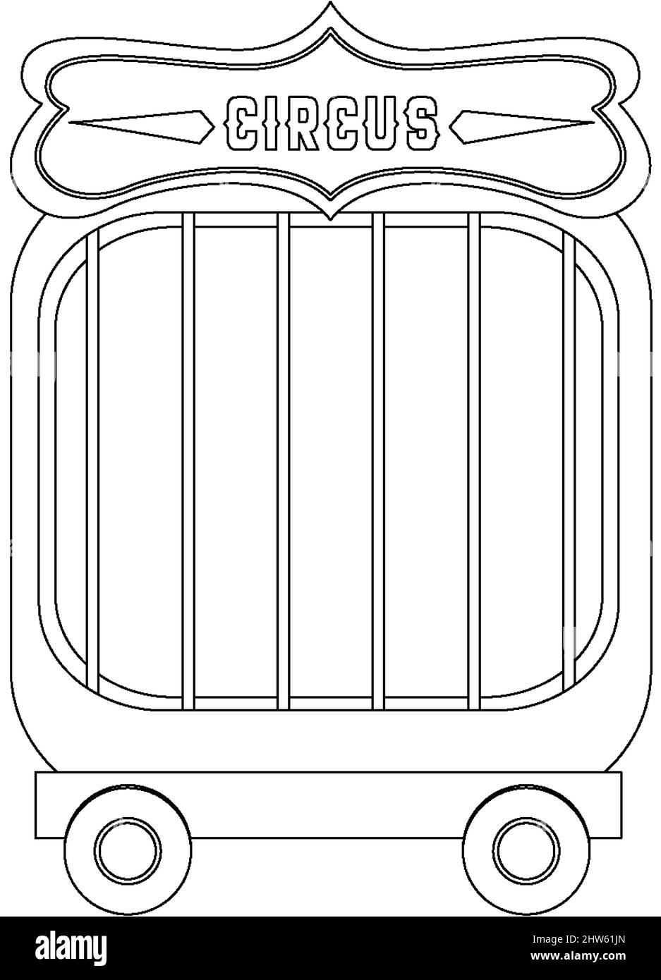 Zirkus Käfig schwarz-weiß Doodle Charakter Illustration Stock Vektor