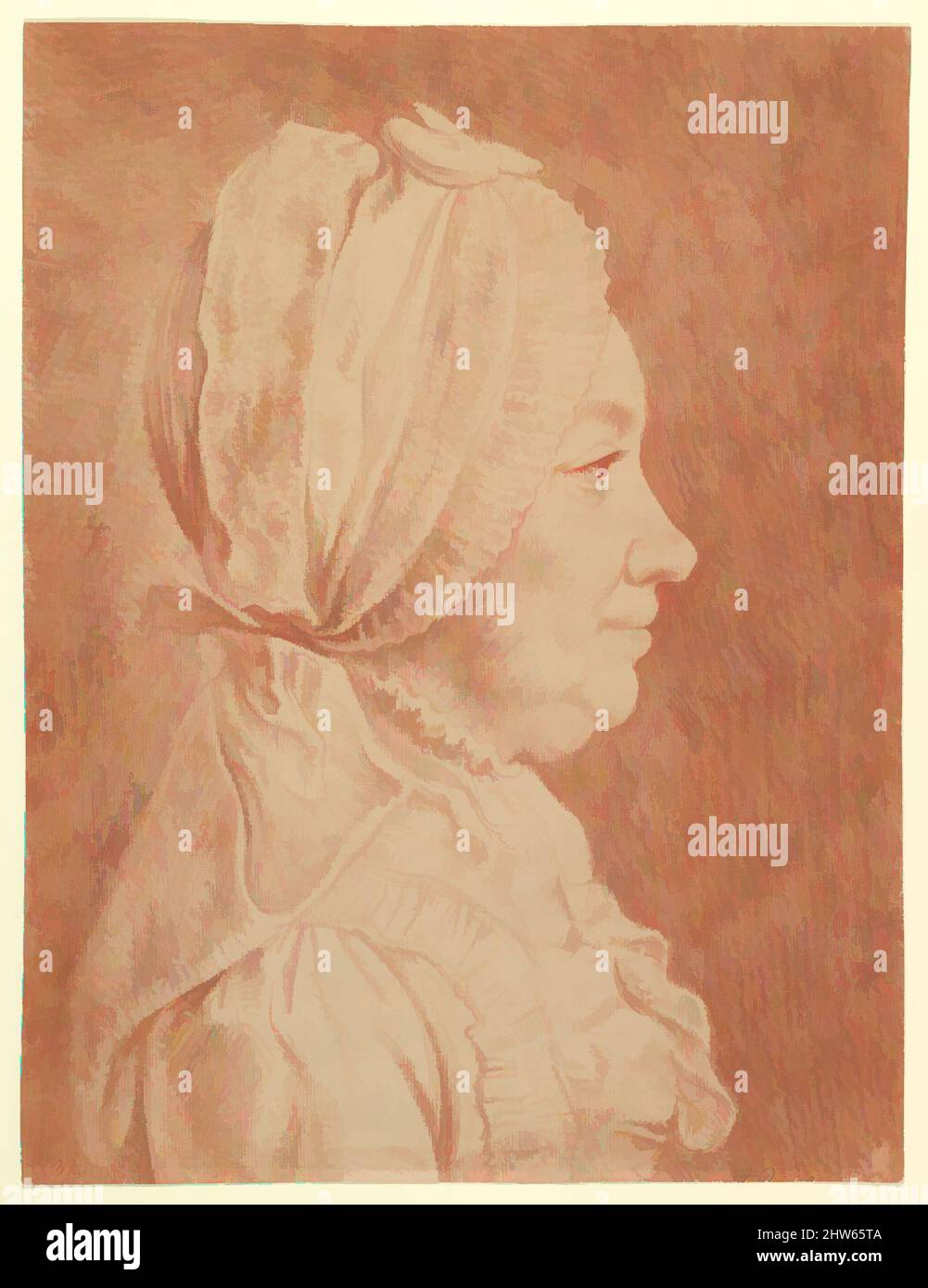 Art Inspired by Portrait of the Artist's Wife, 18. Century, Red Chalk, Blatt: 19 11/16 x 14 3/4 Zoll (50 x 37,5 cm), Zeichnungen, Daniel Nikolaus Chodowiecki (deutsch, Danzig 1726–1801 Berlin, Klassische Werke, die von Artotop mit einem Schuss Moderne modernisiert wurden. Formen, Farbe und Wert, auffällige visuelle Wirkung auf Kunst. Emotionen durch Freiheit von Kunstwerken auf zeitgemäße Weise. Eine zeitlose Botschaft, die eine wild kreative neue Richtung verfolgt. Künstler, die sich dem digitalen Medium zuwenden und die Artotop NFT erschaffen Stockfoto