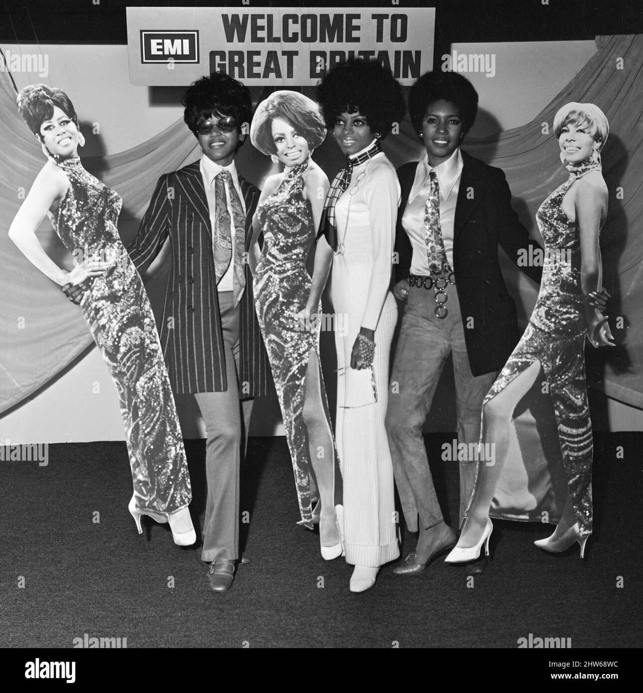 Diana Ross und The Supremes bei einem Pressegespräch zur Promotion ihres neuen Schallplattennamens 'Love Child' am 19.. November 1968. Stockfoto