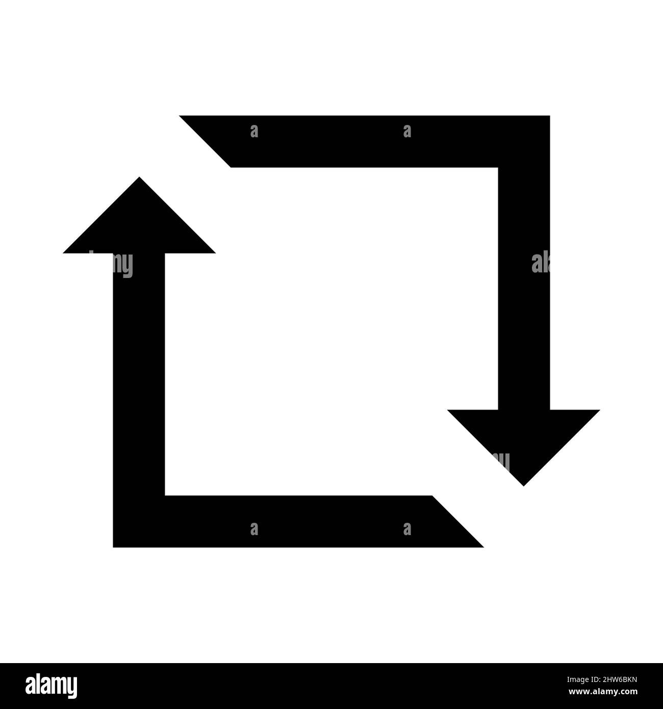 Repost Retweet-Symbol, Quadrat mit wirbelnden Pfeilen recyceln Stock Vektor