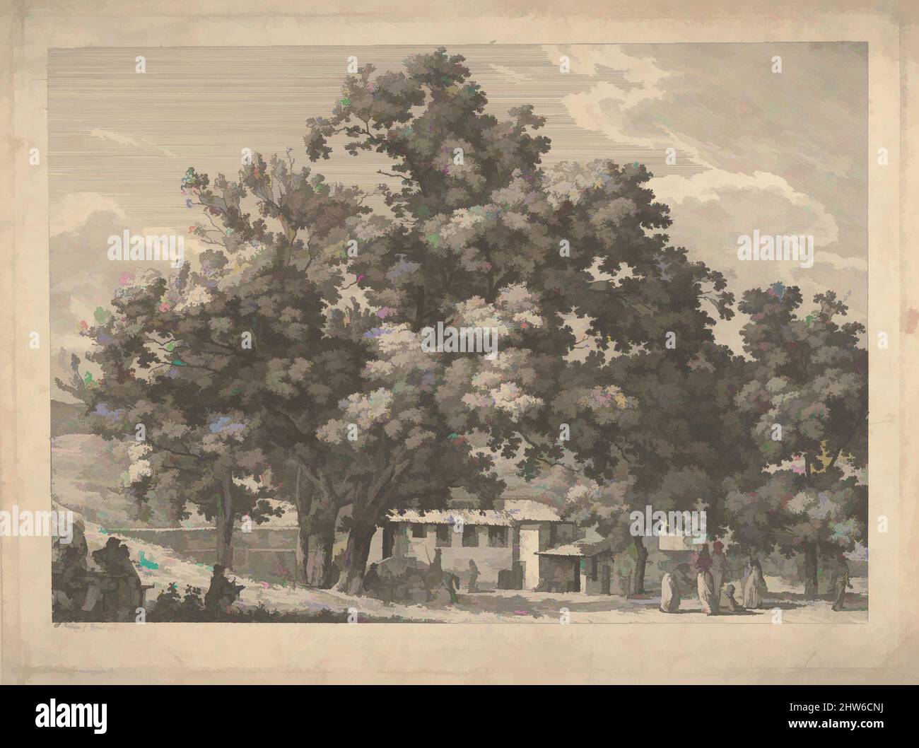 Kunst inspiriert von Einer Taverne am Monte Testaccio, 1793, Radierung, Drucke, Jacob Wilhelm Mechau (deutsch, Leipzig 1745–1808 Dresden, Klassische Werke, die von Artotop mit einem Schuss Moderne modernisiert wurden. Formen, Farbe und Wert, auffällige visuelle Wirkung auf Kunst. Emotionen durch Freiheit von Kunstwerken auf zeitgemäße Weise. Eine zeitlose Botschaft, die eine wild kreative neue Richtung verfolgt. Künstler, die sich dem digitalen Medium zuwenden und die Artotop NFT erschaffen Stockfoto