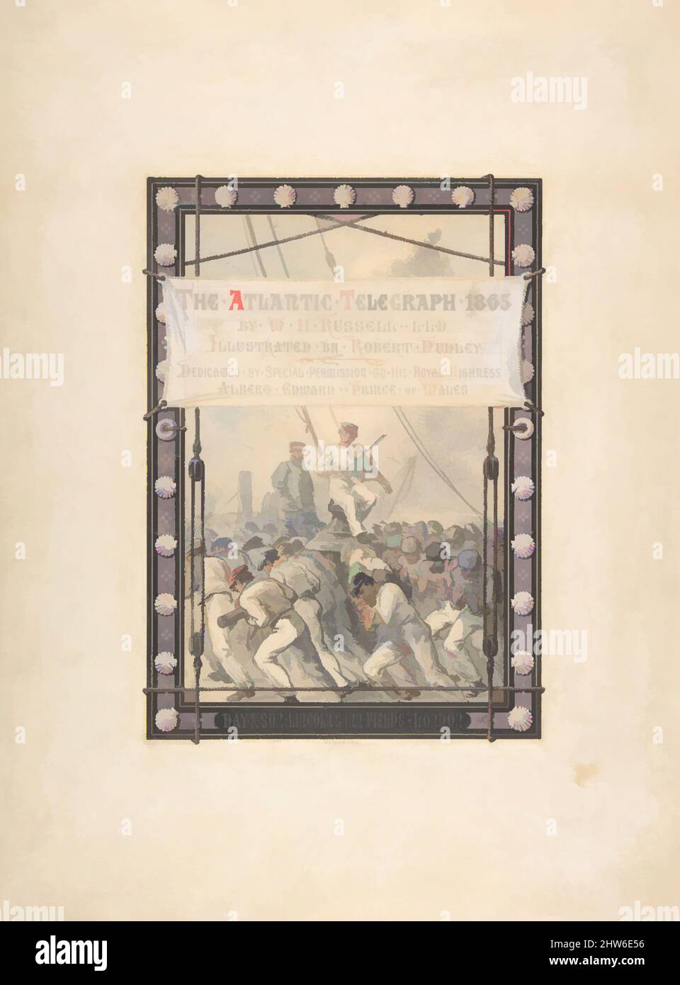 Kunst inspiriert vom Great Eastern Waging Anchor Off the Maplin Sands at the Nore, 15. Juli 1865, 1865–66, Aquarell über Graphit mit einem Hauch von Gouache, Bild: 8 3/4 × 6 3/16 in. (22,3 × 15,7 cm), Zeichnungen, Robert Charles Dudley (britisch, 1826–1909), eines der klassischen Werke des 19.. Jahrhunderts, das von Artotop mit einem Schuss Moderne modernisiert wurde. Formen, Farbe und Wert, auffällige visuelle Wirkung auf Kunst. Emotionen durch Freiheit von Kunstwerken auf zeitgemäße Weise. Eine zeitlose Botschaft, die eine wild kreative neue Richtung verfolgt. Künstler, die sich dem digitalen Medium zuwenden und die Artotop NFT erschaffen Stockfoto