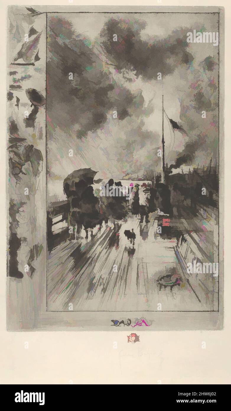 Art inspired by A Pier in England (Une Jetée en Angleterre), 1879, Etching, drypoint, aquatint, Und Roulette; zweiter Zustand von acht, Blatt: 16 5/8 x 11 5/8 Zoll (42,3 x 29,6 cm), Drucke, Félix-Hilaire Buhot (Französisch, Valognes 1847–1898 Paris, Klassische Werke, die von Artotop mit einem Schuss Moderne modernisiert wurden. Formen, Farbe und Wert, auffällige visuelle Wirkung auf Kunst. Emotionen durch Freiheit von Kunstwerken auf zeitgemäße Weise. Eine zeitlose Botschaft, die eine wild kreative neue Richtung verfolgt. Künstler, die sich dem digitalen Medium zuwenden und die Artotop NFT erschaffen Stockfoto