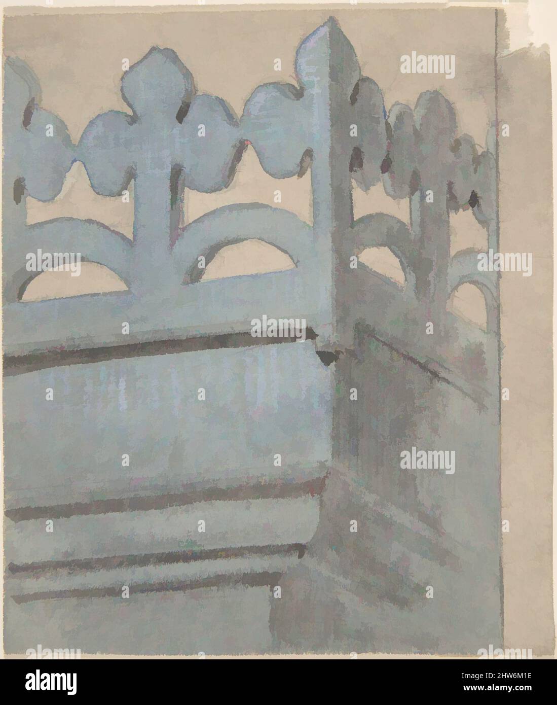 Kunst inspiriert von Metallornament für Kirche, zweite Hälfte 19. Jahrhundert, Gouache, Blatt: 3 3/8 x 2 15/16 Zoll (8,6 x 7,5 cm), Anonymous, British, 19. Century, Klassische Werke, die von Artotop mit einem Schuss Moderne modernisiert wurden. Formen, Farbe und Wert, auffällige visuelle Wirkung auf Kunst. Emotionen durch Freiheit von Kunstwerken auf zeitgemäße Weise. Eine zeitlose Botschaft, die eine wild kreative neue Richtung verfolgt. Künstler, die sich dem digitalen Medium zuwenden und die Artotop NFT erschaffen Stockfoto