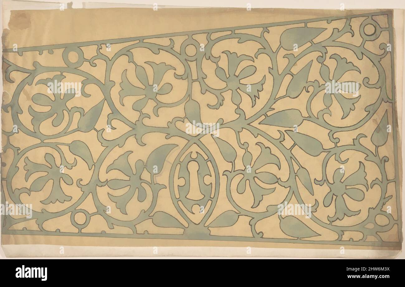 Kunst inspiriert von Ornamenttafel, möglicherweise Metallarbeiten, zweite Hälfte des 19.. Jahrhunderts, Tinte und Aquarell auf Pauspapier, Blatt: 12 9/16 x 7 5/8 Zoll (31,9 x 19,4 cm), Anonymous, British, 19. Century, Klassische Werke, die von Artotop mit einem Schuss Moderne modernisiert wurden. Formen, Farbe und Wert, auffällige visuelle Wirkung auf Kunst. Emotionen durch Freiheit von Kunstwerken auf zeitgemäße Weise. Eine zeitlose Botschaft, die eine wild kreative neue Richtung verfolgt. Künstler, die sich dem digitalen Medium zuwenden und die Artotop NFT erschaffen Stockfoto Kunst inspiriert von Ornamenttafel, möglicherweise Metallarbeiten, zweite Hälfte des 19.. Jahrhunderts, Tinte und Aquarell auf Pauspapier, Blatt: 12 9/16 x 7 5/8 Zoll (31,9 x 19,4 cm), Anonymous, British, 19. Century, Klassische Werke, die von Artotop mit einem Schuss Moderne modernisiert wurden. Formen, Farbe und Wert, auffällige visuelle Wirkung auf Kunst. Emotionen durch Freiheit von Kunstwerken auf zeitgemäße Weise. Eine zeitlose Botschaft, die eine wild kreative neue Richtung verfolgt. Künstler, die sich dem digitalen Medium zuwenden und die Artotop NFT erschaffen Stockfoto