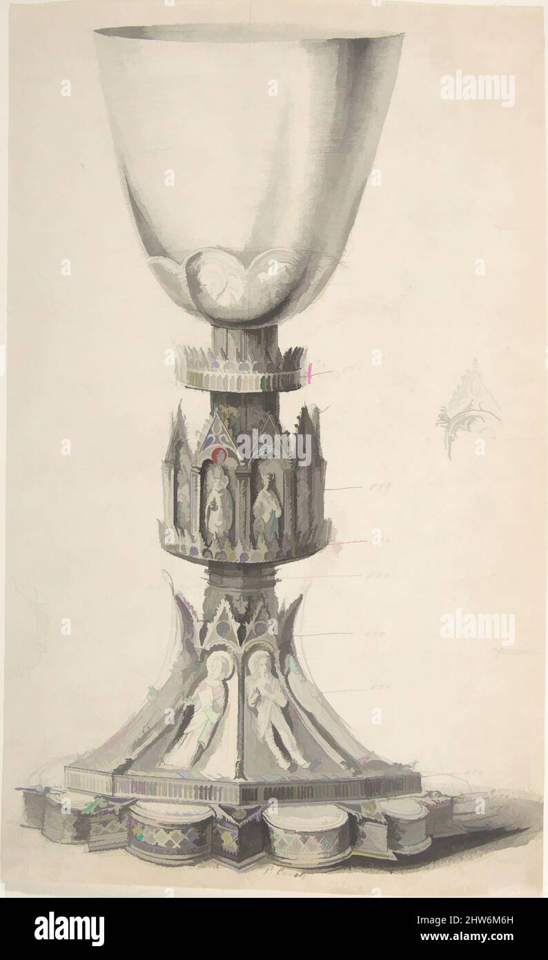 Kunst inspiriert von Kelch geschmückt mit Heiligen, Bischöfen und Königen, zweite Hälfte 19. Jahrhundert, Graphit und Tinte und waschen, Blatt: 10 11/16 x 6 9/16 Zoll (27,2 x 16,7 cm), Anonymous, British, 19. Century, Klassische Werke, die von Artotop mit einem Schuss Moderne modernisiert wurden. Formen, Farbe und Wert, auffällige visuelle Wirkung auf Kunst. Emotionen durch Freiheit von Kunstwerken auf zeitgemäße Weise. Eine zeitlose Botschaft, die eine wild kreative neue Richtung verfolgt. Künstler, die sich dem digitalen Medium zuwenden und die Artotop NFT erschaffen Stockfoto