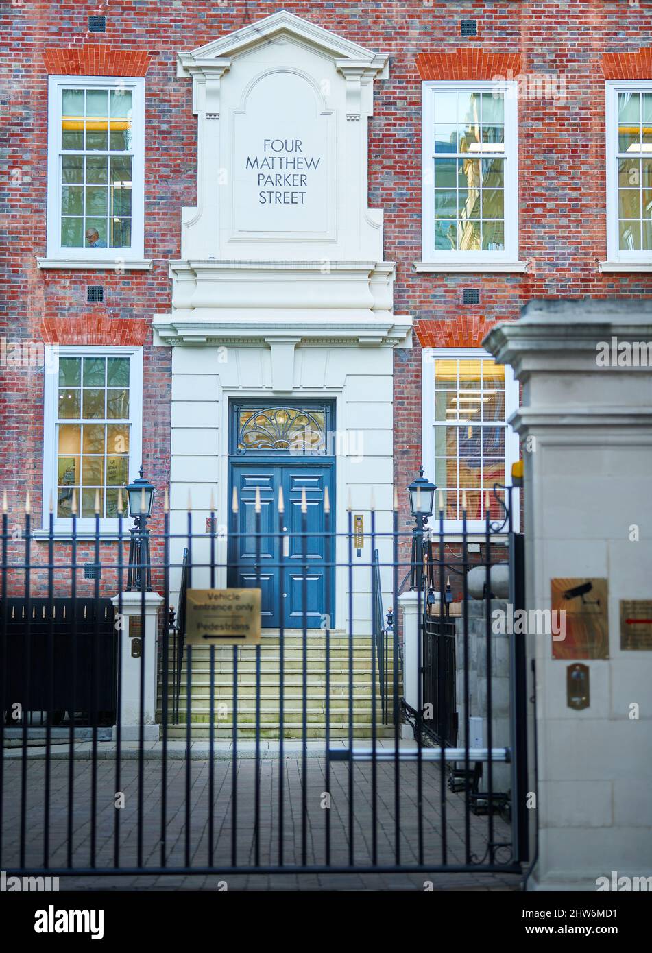 Konservative politische Parteizentrale (Zentralstelle), Four Matthew Parker Street, Westminster, London, England. Stockfoto