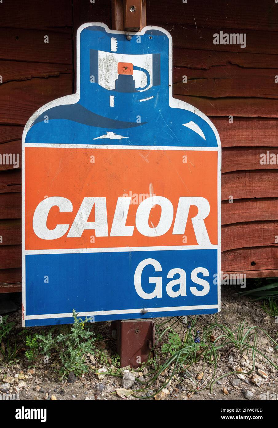 Altes RetroSchild mit Calor Gas Stockfotografie Alamy