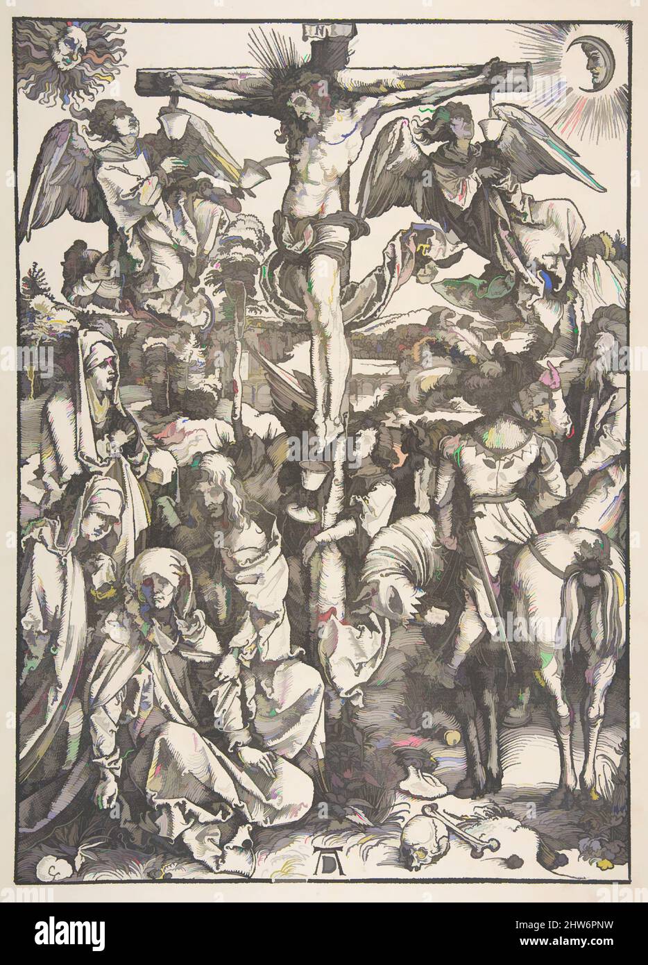 Kunst inspiriert von der Kreuzigung, aus der großen Leidenschaft, n.d., Holzschnitt, Blatt: 17 3/8 x 11 15/16 Zoll (44,2 x 30,3 cm), Drucke, Albrecht Dürer (deutsch, Nürnberg 1471–1528 Nürnberg, Klassische Werke, die von Artotop mit einem Schuss Moderne modernisiert wurden. Formen, Farbe und Wert, auffällige visuelle Wirkung auf Kunst. Emotionen durch Freiheit von Kunstwerken auf zeitgemäße Weise. Eine zeitlose Botschaft, die eine wild kreative neue Richtung verfolgt. Künstler, die sich dem digitalen Medium zuwenden und die Artotop NFT erschaffen Stockfoto