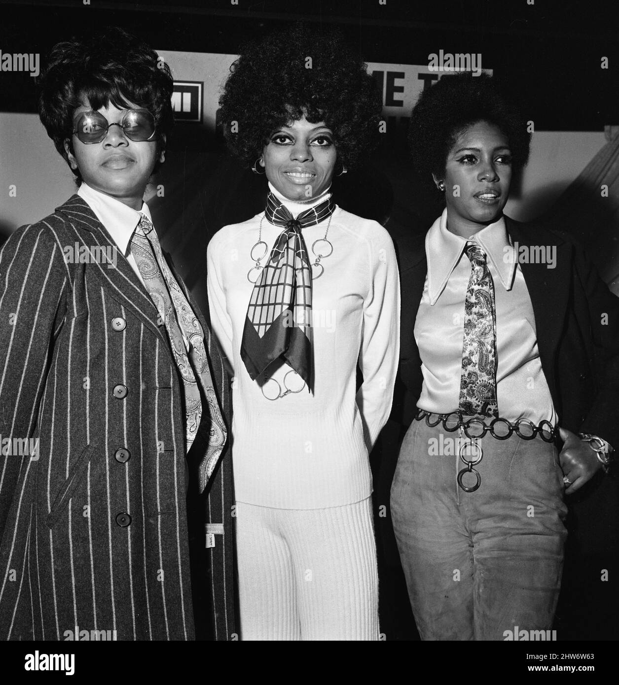 Diana Ross und The Supremes bei einem Pressegespräch zur Promotion ihres neuen Schallplattennamens 'Love Child' am 19.. November 1968. Stockfoto