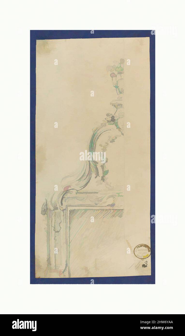 Kunst inspiriert von Chimneypiece, in Chippendale Drawings, Vol. I, ca. 1753–54, Graphit, Blatt: 6 7/8 x 3 5/16 Zoll (17,5 x 8,4 cm), Thomas Chippendale (Brite, Getaufte Otley, West Yorkshire 1718–1779 London, Klassische Werke, die von Artotop mit einem Schuss Moderne modernisiert wurden. Formen, Farbe und Wert, auffällige visuelle Wirkung auf Kunst. Emotionen durch Freiheit von Kunstwerken auf zeitgemäße Weise. Eine zeitlose Botschaft, die eine wild kreative neue Richtung verfolgt. Künstler, die sich dem digitalen Medium zuwenden und die Artotop NFT erschaffen Stockfoto
