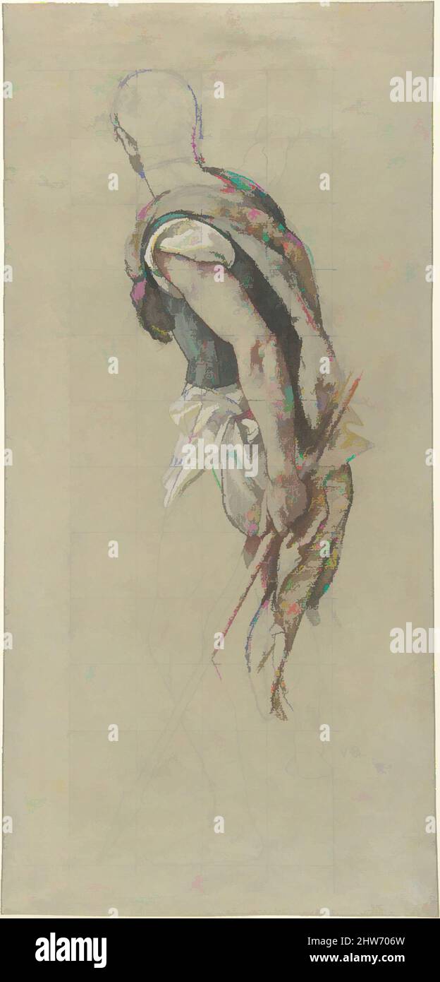 Kunst inspiriert von Study of a Soldier, 1851–52, Conté-Buntstift, rote Kreide und Pastell, Weiß erhöht, quadratisch in conté-Buntstift, Blatt: 16 1/2 x 8 Zoll (41,9 x 20,3 cm), Zeichnungen, Victor-François-Eloi Biennourry (französisch, Bar-sur-Aube 1823–1893 Paris), in dieser Studie für einen römischen Soldaten, Klassische Werke, die von Artotop mit einem Schuss Moderne modernisiert wurden. Formen, Farbe und Wert, auffällige visuelle Wirkung auf Kunst. Emotionen durch Freiheit von Kunstwerken auf zeitgemäße Weise. Eine zeitlose Botschaft, die eine wild kreative neue Richtung verfolgt. Künstler, die sich dem digitalen Medium zuwenden und die Artotop NFT erschaffen Stockfoto