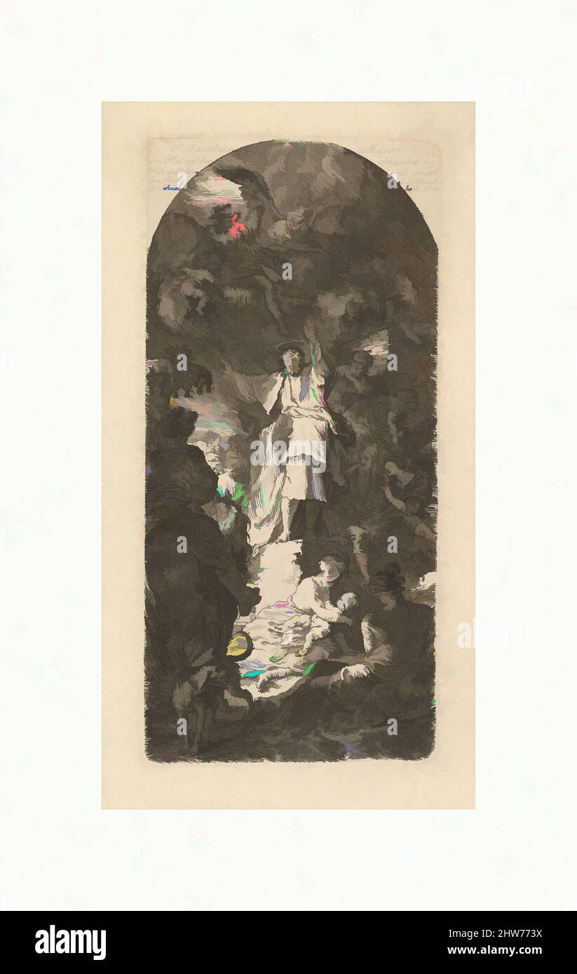 Kunst inspiriert von St. James der größere Predigt, ca. 1764, Radierung, Blatt: 10 7/8 x 5 11/16 Zoll (27,6 x 14,5 cm), Drucke, Martin Johann Schmidt (Österreicher, Grafenwörth 1718–1801 Stein, Klassische Werke, die von Artotop mit einem Schuss Moderne modernisiert wurden. Formen, Farbe und Wert, auffällige visuelle Wirkung auf Kunst. Emotionen durch Freiheit von Kunstwerken auf zeitgemäße Weise. Eine zeitlose Botschaft, die eine wild kreative neue Richtung verfolgt. Künstler, die sich dem digitalen Medium zuwenden und die Artotop NFT erschaffen Stockfoto