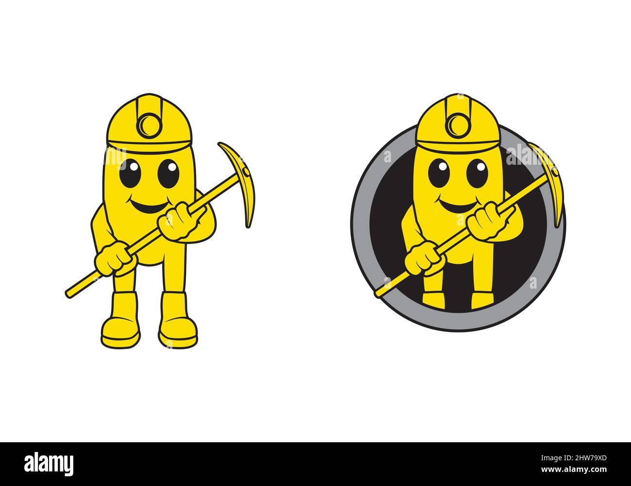 Gold Miner Maskottchen Cartoon Charakter Design Illustration , geeignet für Ihre Design-Bedürfnisse, Logo, Illustration, Animation, etc. Stock Vektor