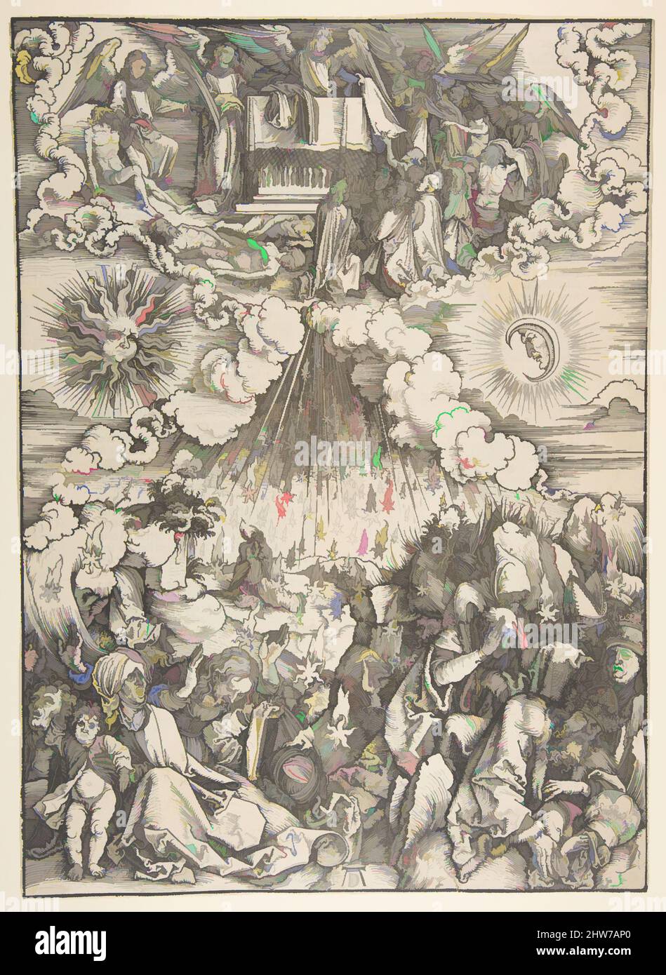 Kunst inspiriert durch die Öffnung des Fünften und Sechsten Siegels, aus der Apokalypse, ca. 1497/98, Holzschnitt, Block: 15 1/2 × 11 1/8 in. (39,3 × 28,2 cm), Drucke, Albrecht Dürer (deutsch, Nürnberg 1471–1528 Nürnberg, Klassische Werke, die von Artotop mit einem Schuss Moderne modernisiert wurden. Formen, Farbe und Wert, auffällige visuelle Wirkung auf Kunst. Emotionen durch Freiheit von Kunstwerken auf zeitgemäße Weise. Eine zeitlose Botschaft, die eine wild kreative neue Richtung verfolgt. Künstler, die sich dem digitalen Medium zuwenden und die Artotop NFT erschaffen Stockfoto
