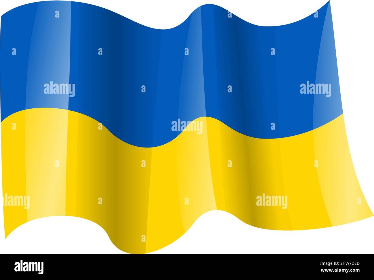 Winkende ukrainische Flagge isoliert auf weißem Hintergrund, Vektorgrafik Stock Vektor