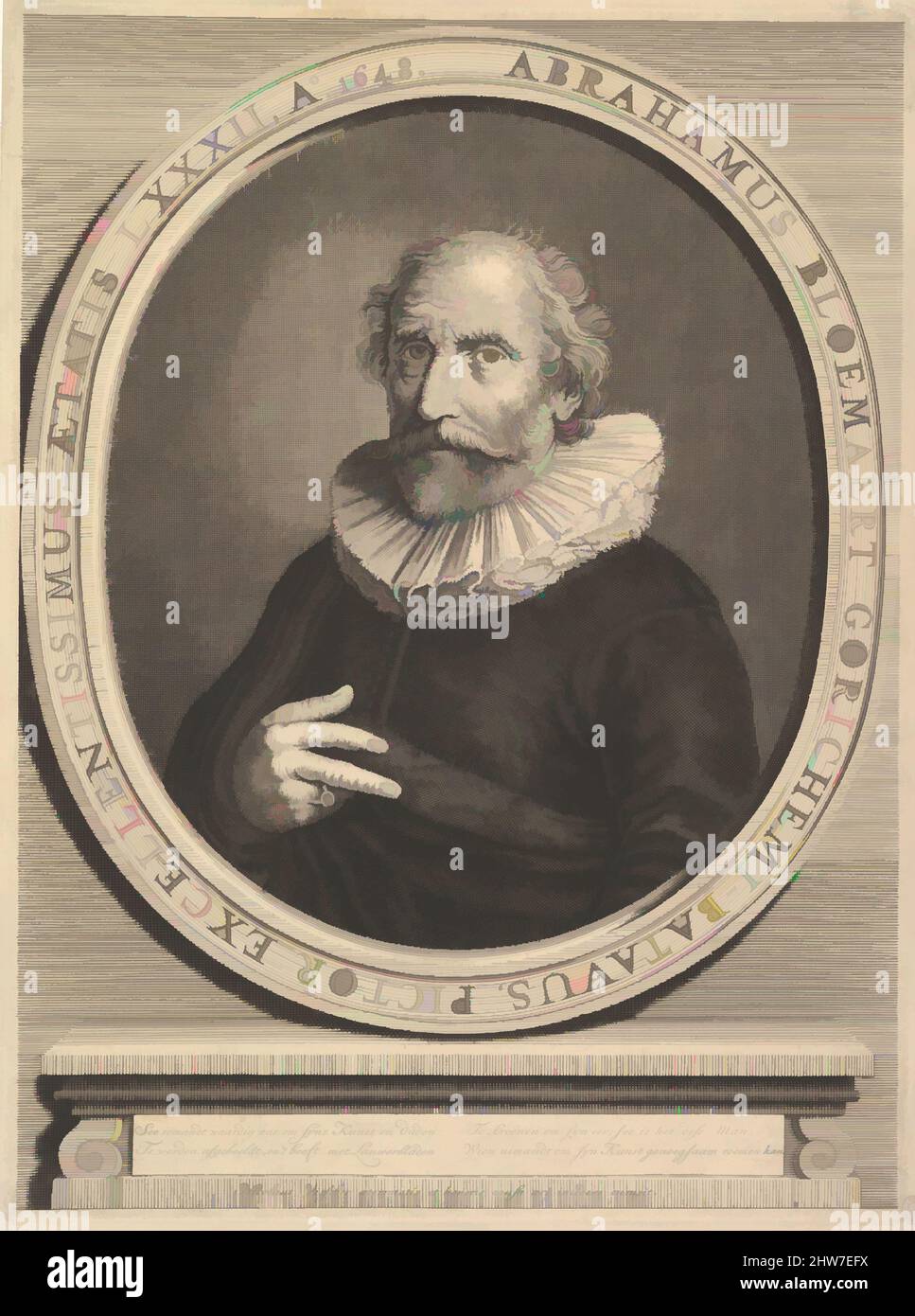 Art inspired by Portrait of Abraham Bloemaert, 17. Century, Radierung und Gravur, Blatt: 12 3/16 x 9 1/8 Zoll (31 x 23,2 cm), Drucke, Nicolas Visscher (Niederländisch, Amsterdam 1618–1709 Amsterdam, Klassische Werke, die von Artotop mit einem Schuss Moderne modernisiert wurden. Formen, Farbe und Wert, auffällige visuelle Wirkung auf Kunst. Emotionen durch Freiheit von Kunstwerken auf zeitgemäße Weise. Eine zeitlose Botschaft, die eine wild kreative neue Richtung verfolgt. Künstler, die sich dem digitalen Medium zuwenden und die Artotop NFT erschaffen Stockfoto