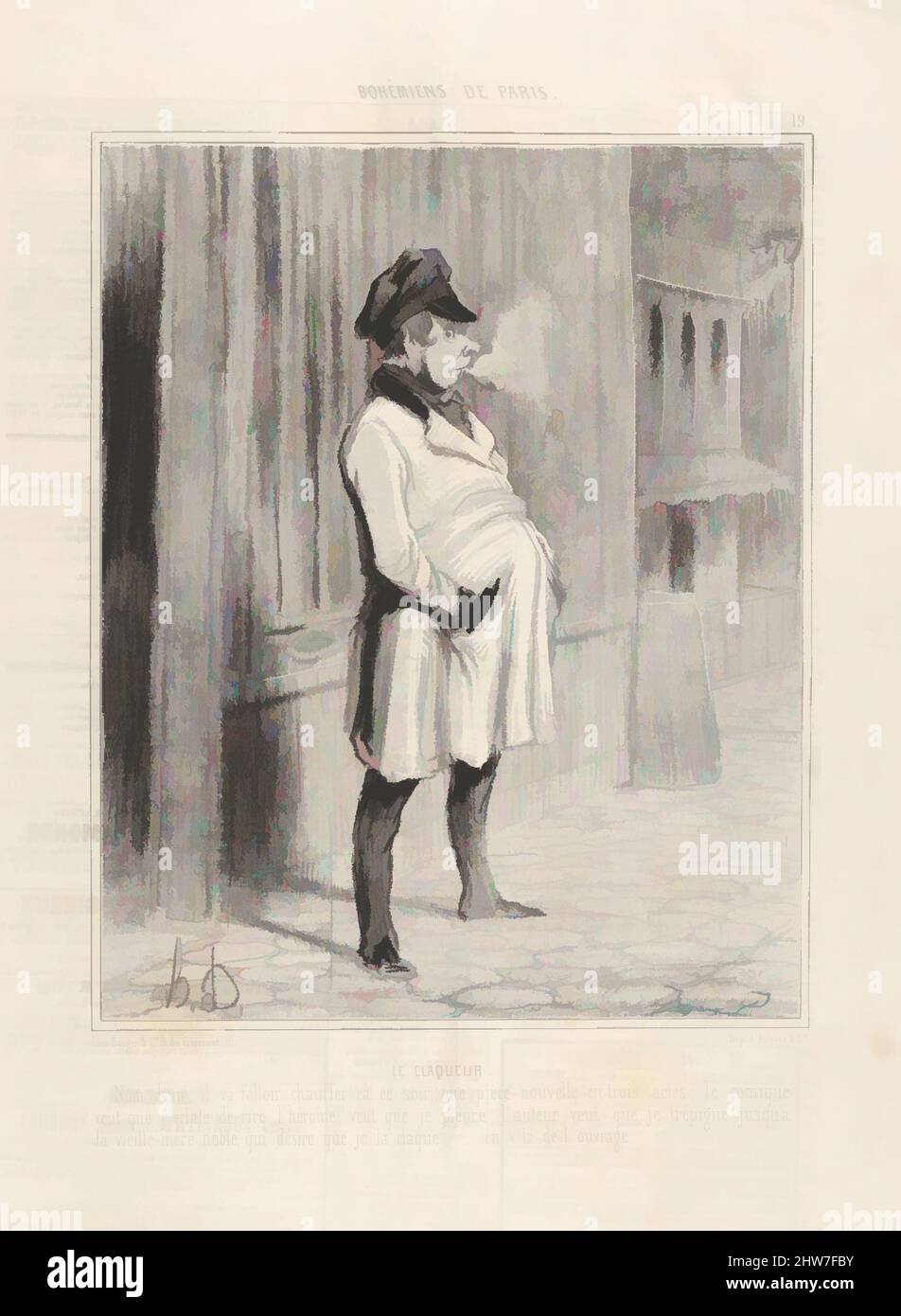 Art inspired by Le claqueur, Platte 19 aus der Serie Bohémiens de Paris, veröffentlicht in Le Charivari, 13. Februar 1842, Lithograph, Blatt: 14 15/16 x 10 1/4 Zoll (38 x 26 cm), Drucke, Honoré Daumier (französisch, Marseille 1808–1879 Valmondois, Klassische Werke, die von Artotop mit einem Schuss Moderne modernisiert wurden. Formen, Farbe und Wert, auffällige visuelle Wirkung auf Kunst. Emotionen durch Freiheit von Kunstwerken auf zeitgemäße Weise. Eine zeitlose Botschaft, die eine wild kreative neue Richtung verfolgt. Künstler, die sich dem digitalen Medium zuwenden und die Artotop NFT erschaffen Stockfoto