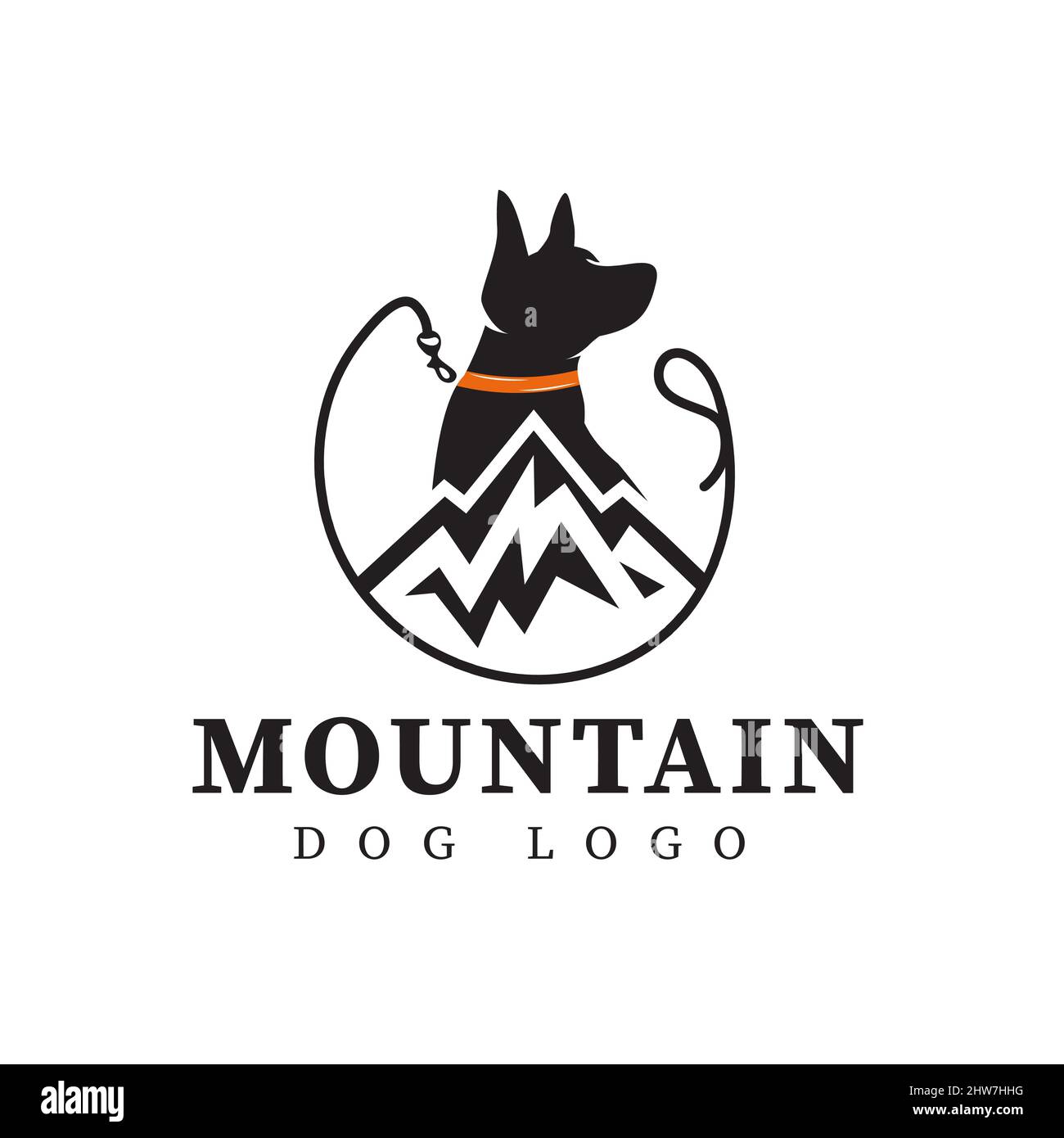 Logo Des Berghundes. Dieses Logo kann auch für ein Heimtiergeschäft oder ein Schulungszentrum verwendet werden. Inspiration im Logo-Design Stock Vektor