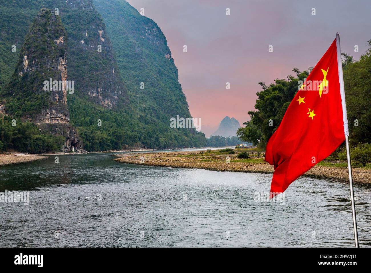 Li-Fluss-Kreuzfahrt, Region Guangxi, China. Stockfoto