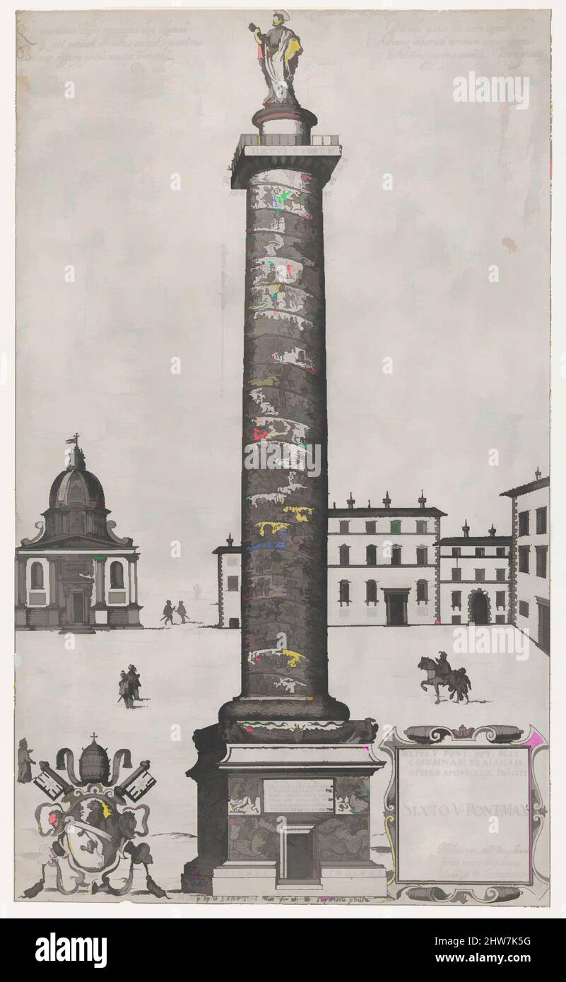 Kunst inspiriert von Speculum Romanae Magnificentiae: Trajan-Säule, 1589, Gravur, Blatt: 19 1/2 x 11 11/16 Zoll (49,5 x 29,7 cm), Drucke, zugeschrieben Nicolas Beatrizet (französisch, Lunéville 1515–ca. 1566 Rom, Classic Works modernisiert von Artotop mit einem Schuss Moderne. Formen, Farbe und Wert, auffällige visuelle Wirkung auf Kunst. Emotionen durch Freiheit von Kunstwerken auf zeitgemäße Weise. Eine zeitlose Botschaft, die eine wild kreative neue Richtung verfolgt. Künstler, die sich dem digitalen Medium zuwenden und die Artotop NFT erschaffen Stockfoto