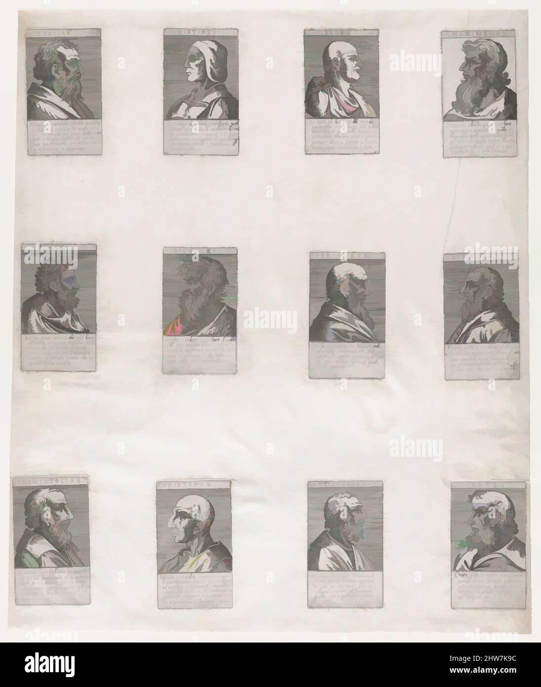 Kunst inspiriert von Speculum Romanae Magnificentiae: Porträts der antiken Philosophen, 16.. Jahrhundert, Gravur, Blatt: 18 5/16 x 15 3/8 Zoll (46,5 x 39 cm), Drucke, Anonym, Italienisch, 16. Jahrhundert, Klassische Werke, die von Artotop mit einem Hauch von Moderne modernisiert wurden. Formen, Farbe und Wert, auffällige visuelle Wirkung auf Kunst. Emotionen durch Freiheit von Kunstwerken auf zeitgemäße Weise. Eine zeitlose Botschaft, die eine wild kreative neue Richtung verfolgt. Künstler, die sich dem digitalen Medium zuwenden und die Artotop NFT erschaffen Stockfoto