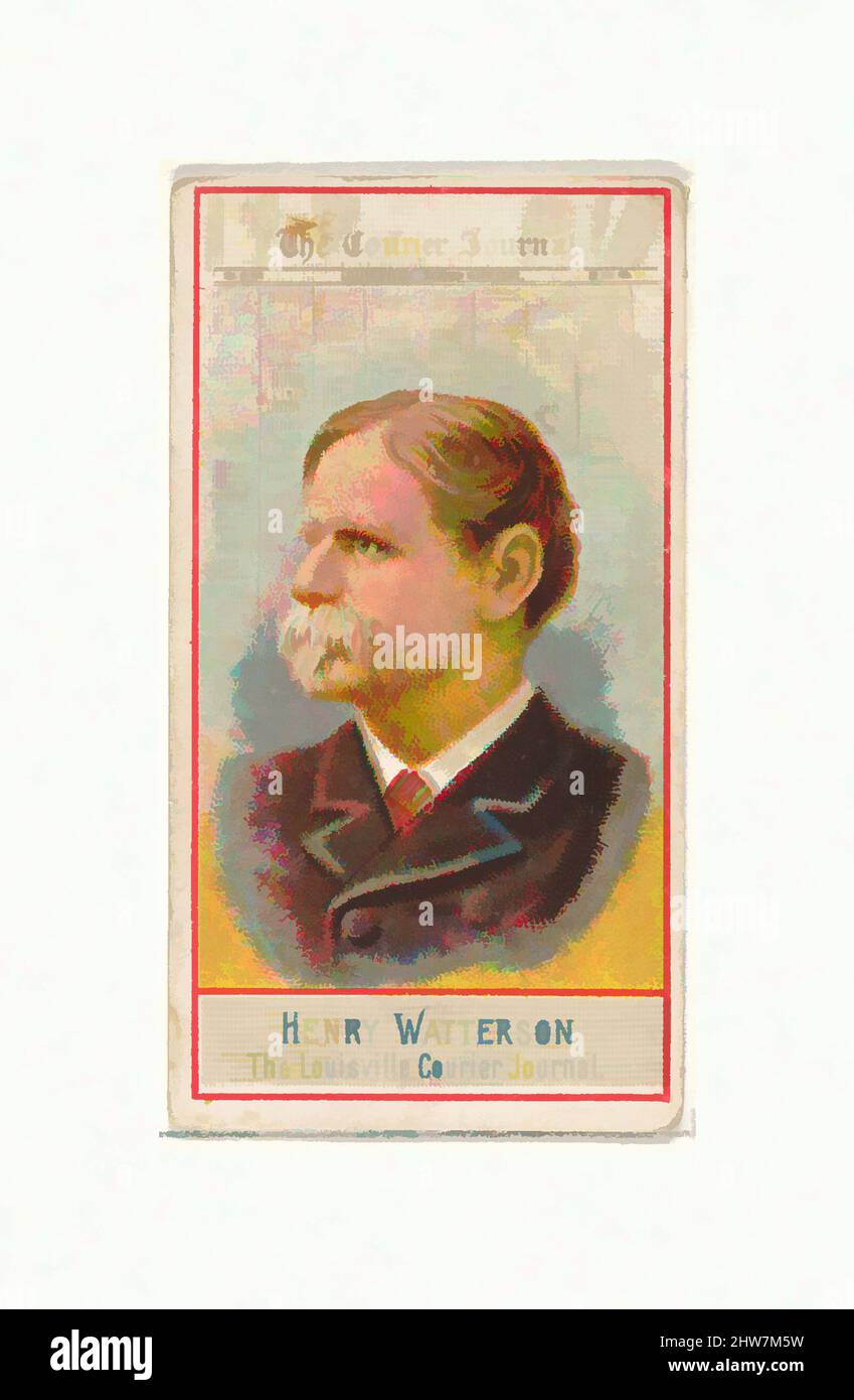 Kunst inspiriert von Henry Watterson, The Louisville Courier Journal, aus der American Editors Series (N1) for Allen & Ginter Cigarettes Brands, 1887, kommerzielle Farblithographie, Blatt: 2 3/4 x 1 1/2 Zoll (7 x 3,8 cm), Handelskarten aus der Serie 'American Editors' (N1), herausgegeben 1887 in, Classic Works modernisiert von Artotop mit einem Schuss Modernität. Formen, Farbe und Wert, auffällige visuelle Wirkung auf Kunst. Emotionen durch Freiheit von Kunstwerken auf zeitgemäße Weise. Eine zeitlose Botschaft, die eine wild kreative neue Richtung verfolgt. Künstler, die sich dem digitalen Medium zuwenden und die Artotop NFT erschaffen Stockfoto