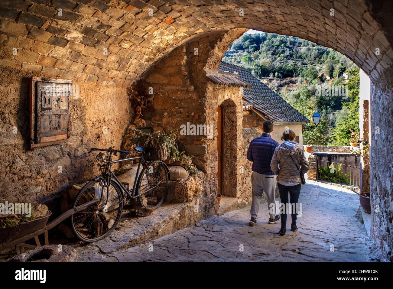 Historisches Zentrum von Mura in der Region Bages, Provinz Barcelona, Katalonien, Spanien. Sant Llorenç del Munt i l'Obac Naturpark Bages Barcelona provinc Stockfoto